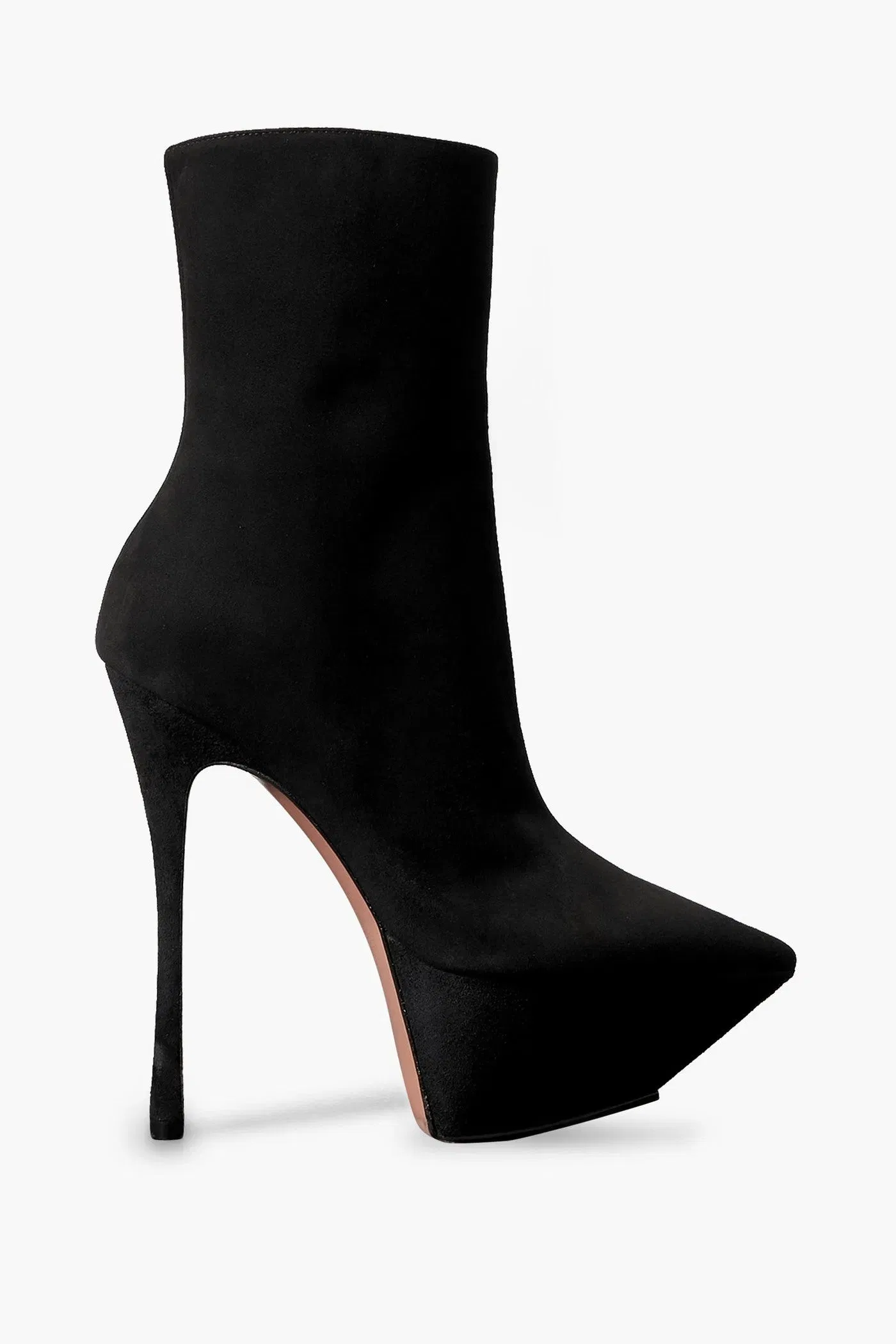 Amina Muaddi Yigit Suede Platform Ankle Boots Black Women's