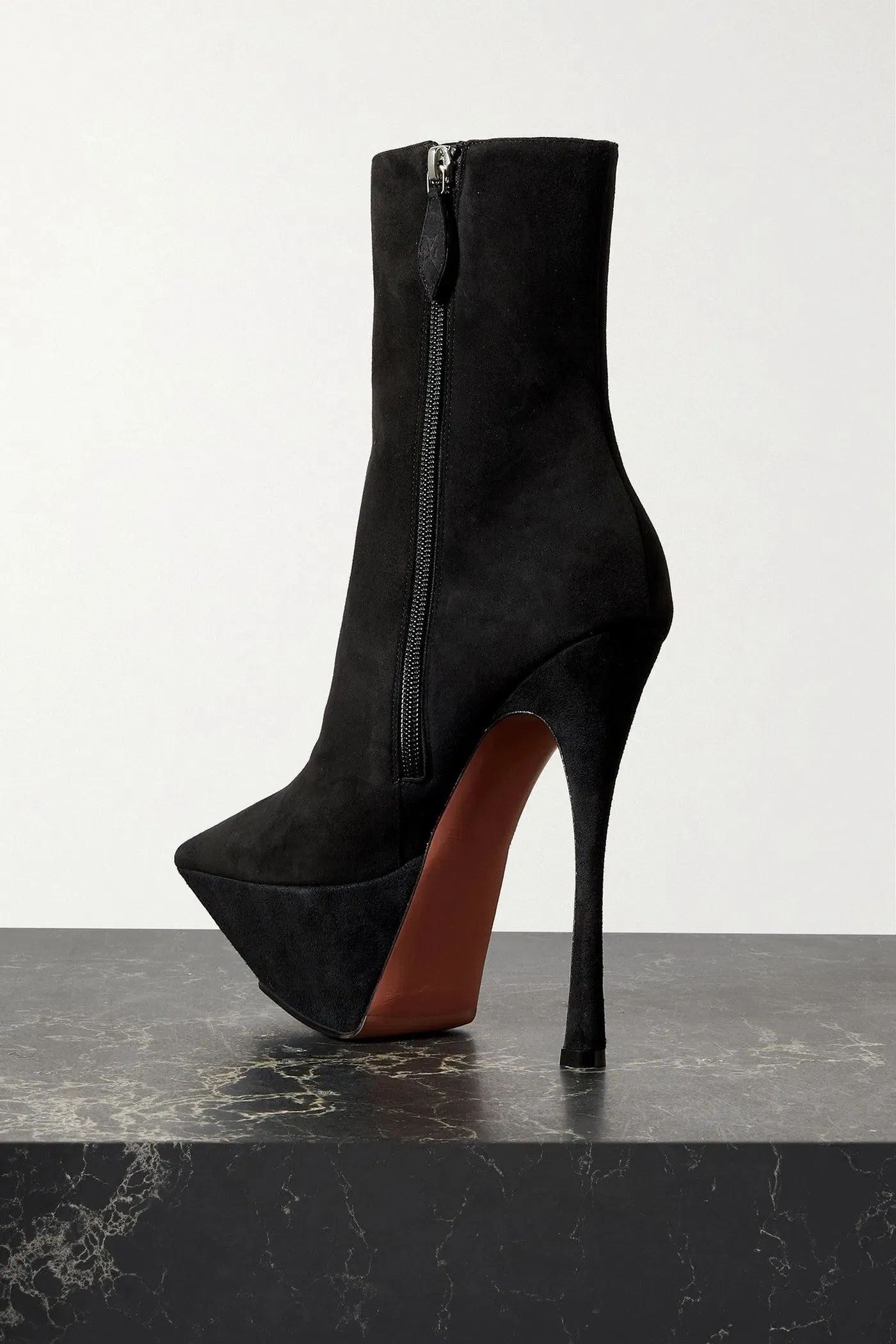 Amina Muaddi Yigit Suede Platform Ankle Boots Black Women's