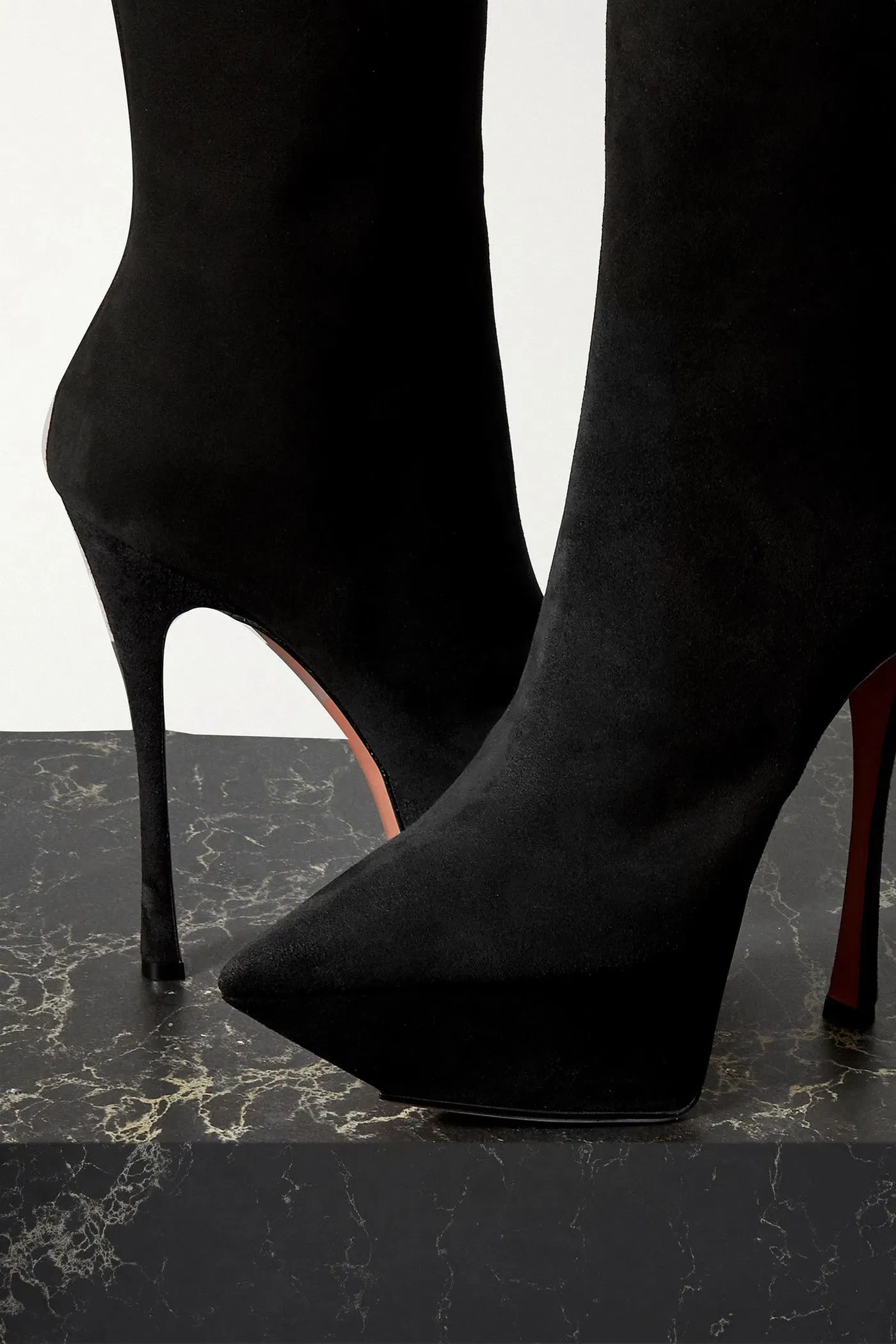 Amina Muaddi Yigit Suede Platform Ankle Boots Black Women's