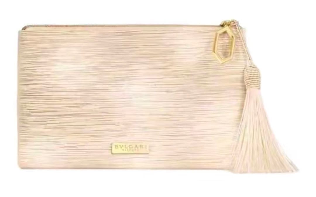 BVLGARI white clutch envelope cosmetic bag