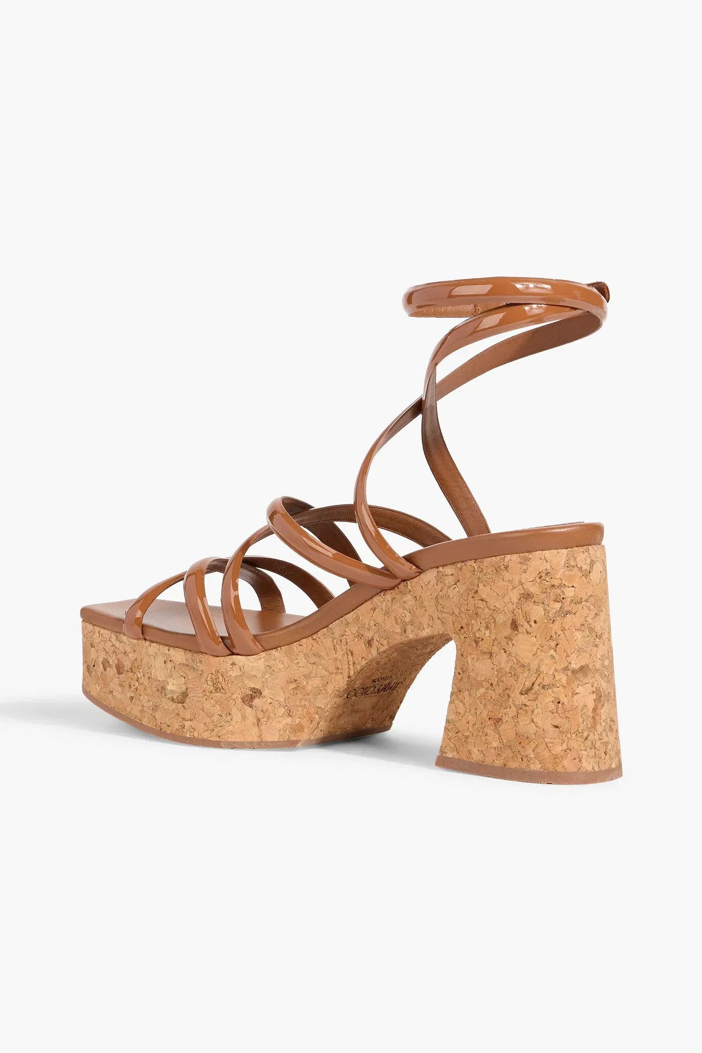 Jimmy Choo Cecelia 95 Patent-Leather Platform Sandals Light Brown Women's