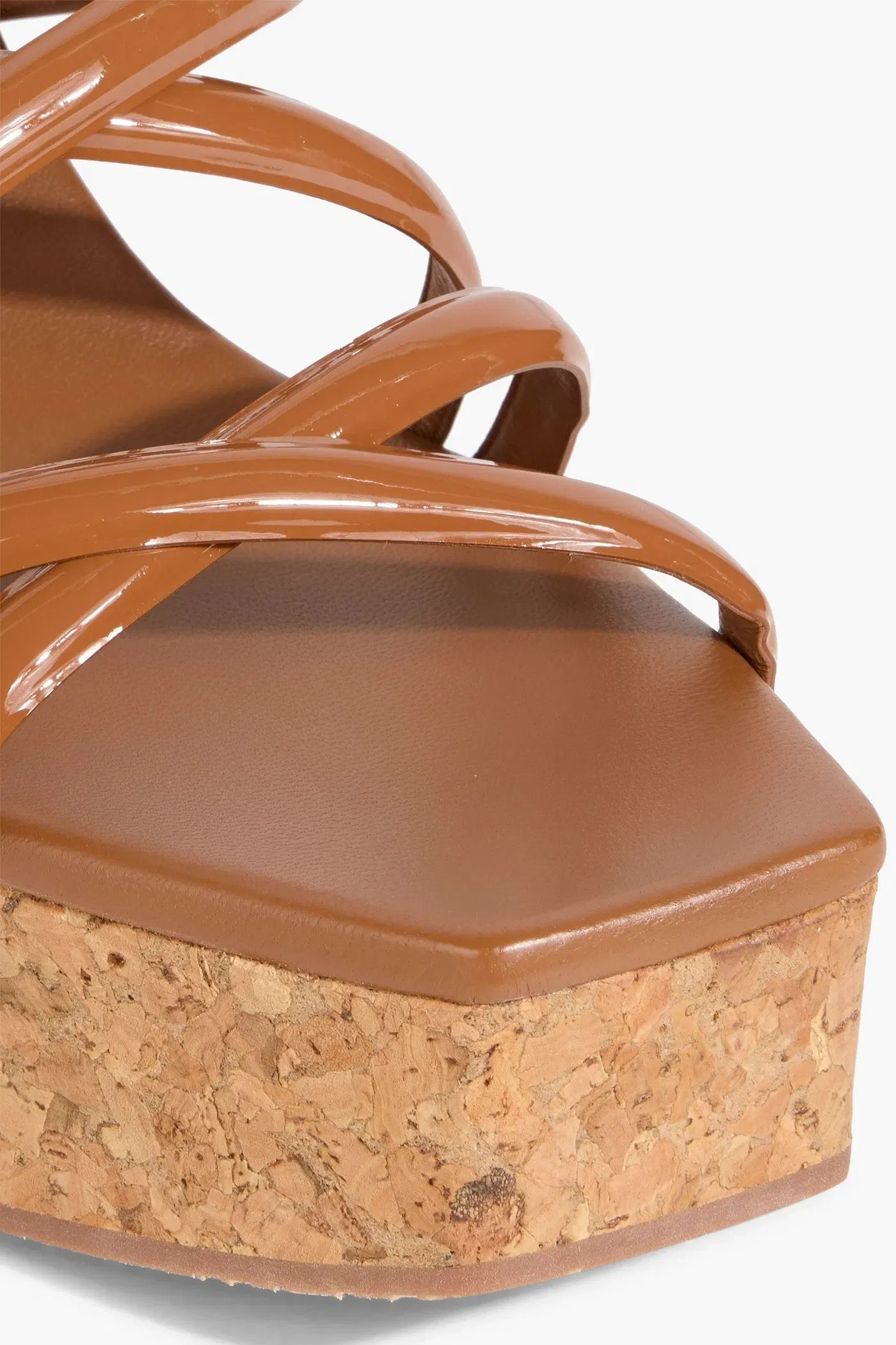 Jimmy Choo Cecelia 95 Patent-Leather Platform Sandals Light Brown Women's