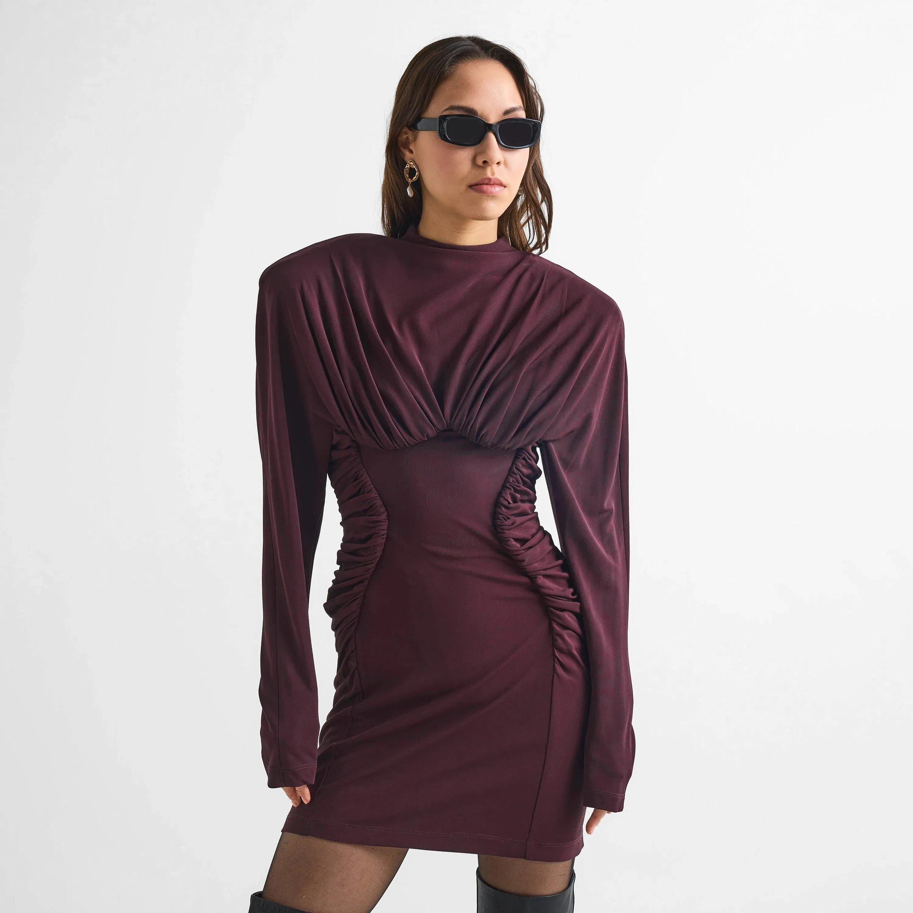Long Sleeve Jersey Mini Dress
