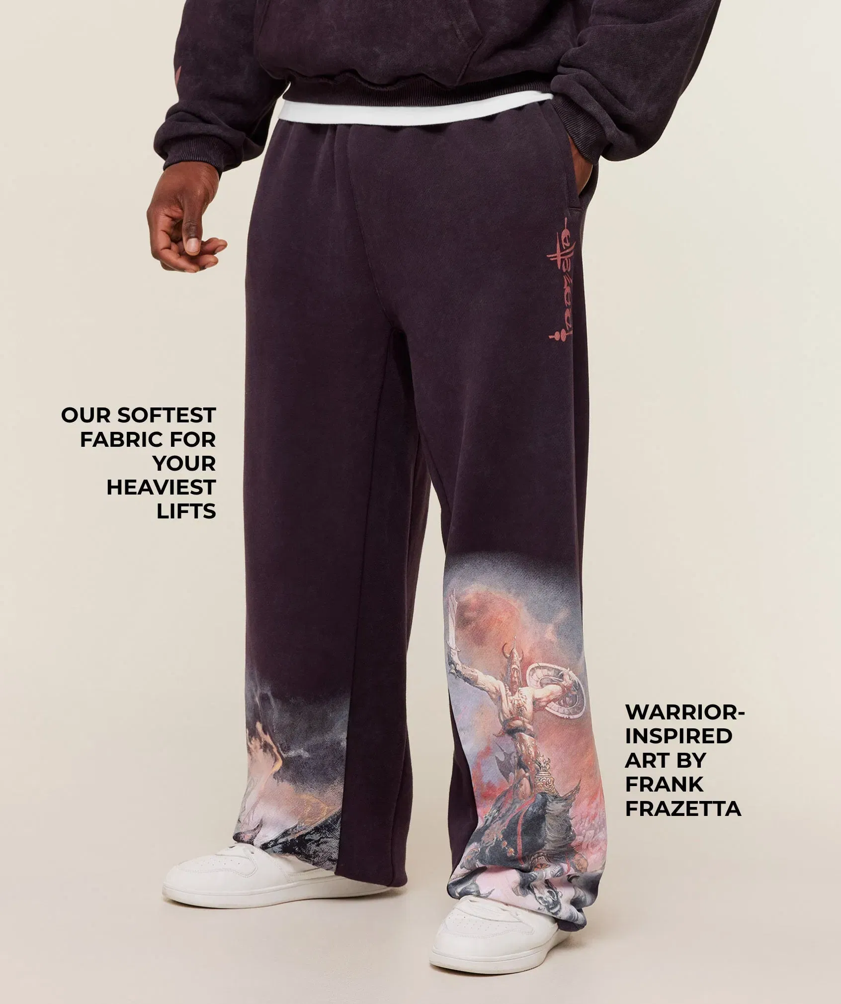 Gymshark Power x Frazetta Graphic Joggers - Asphalt Grey/Plum Brown