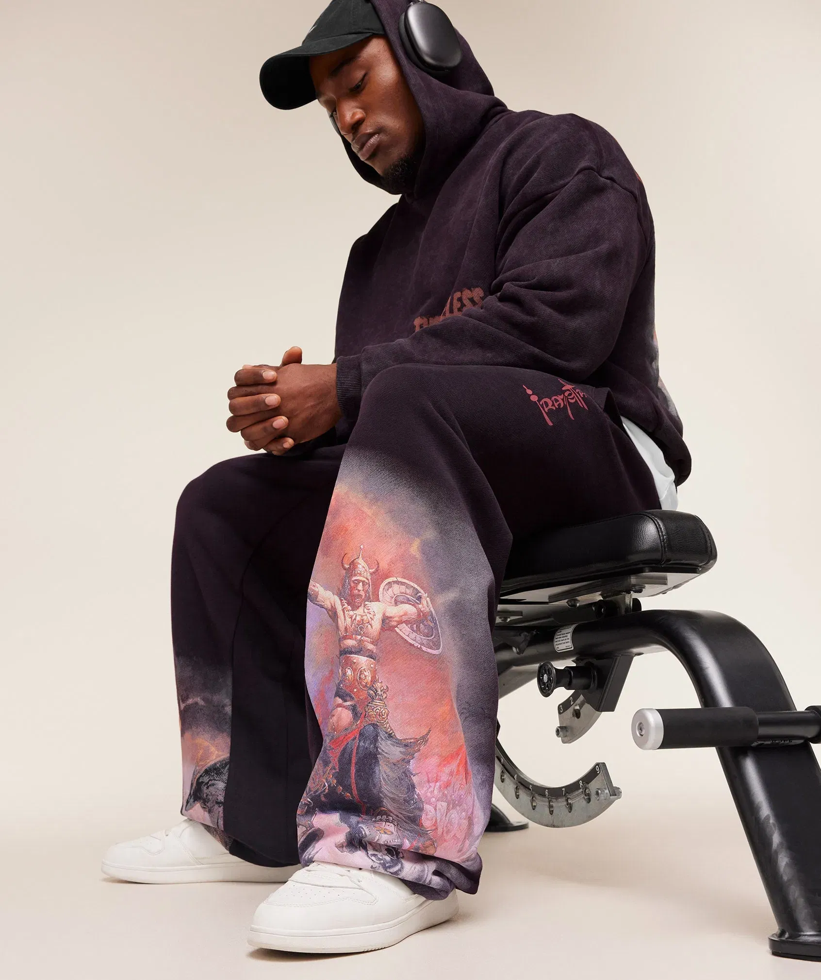 Gymshark Power x Frazetta Graphic Joggers - Asphalt Grey/Plum Brown
