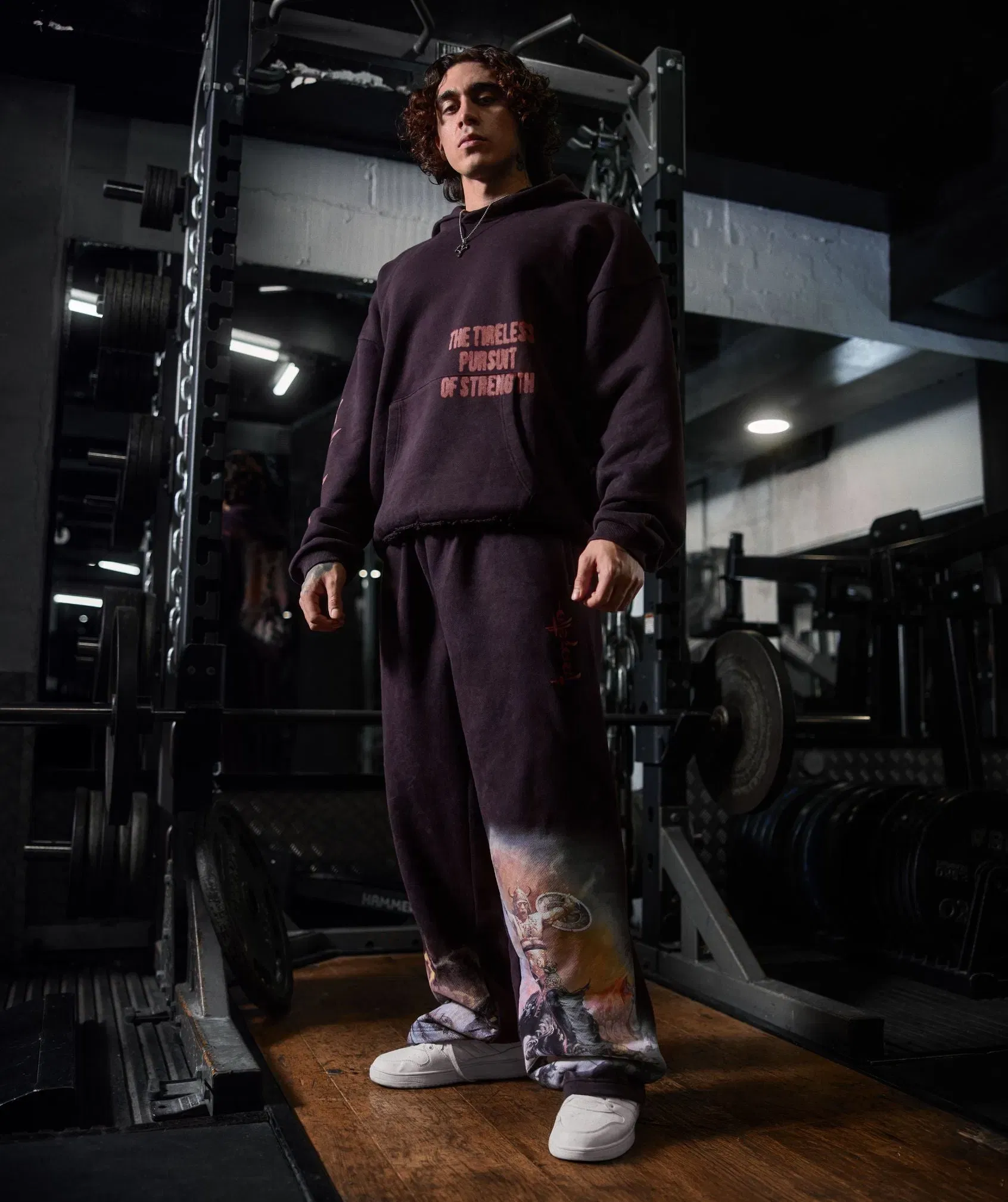 Gymshark Power x Frazetta Graphic Joggers - Asphalt Grey/Plum Brown