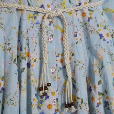 Blue Floral Belted Shirt Dress