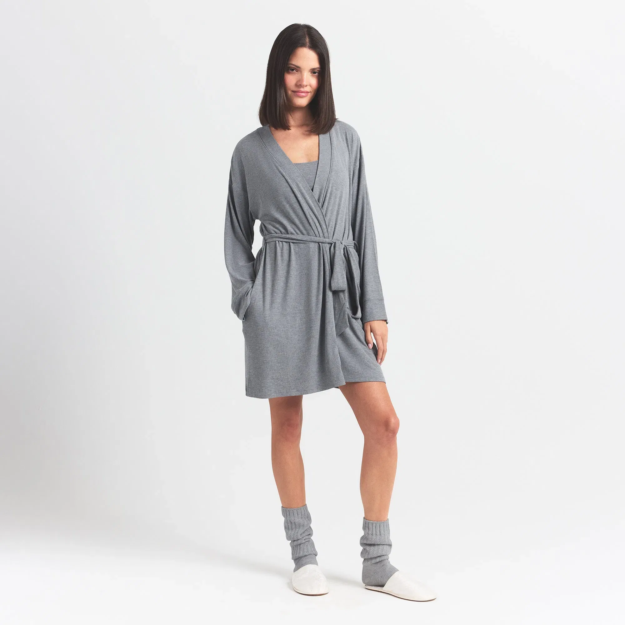 SOFT LOUNGE ROBE | HEATHER GREY