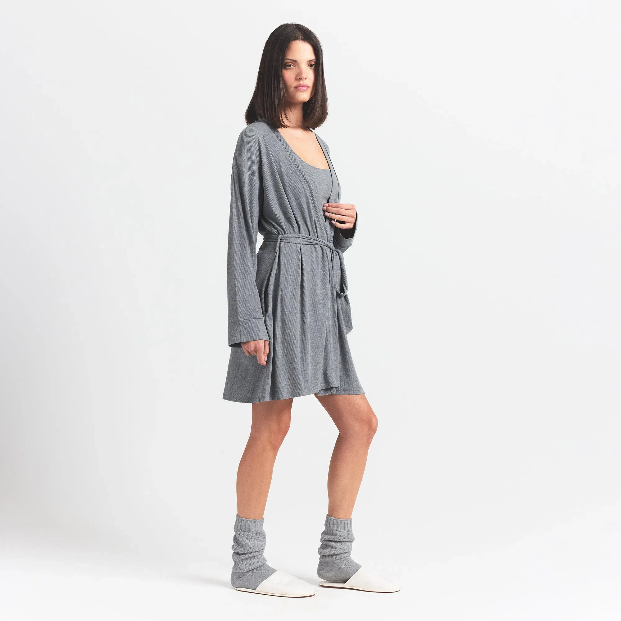 SOFT LOUNGE ROBE | HEATHER GREY