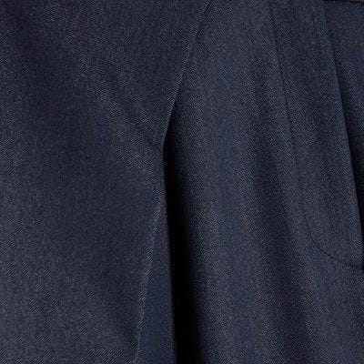 Blue Denim Look Pleated Trousers