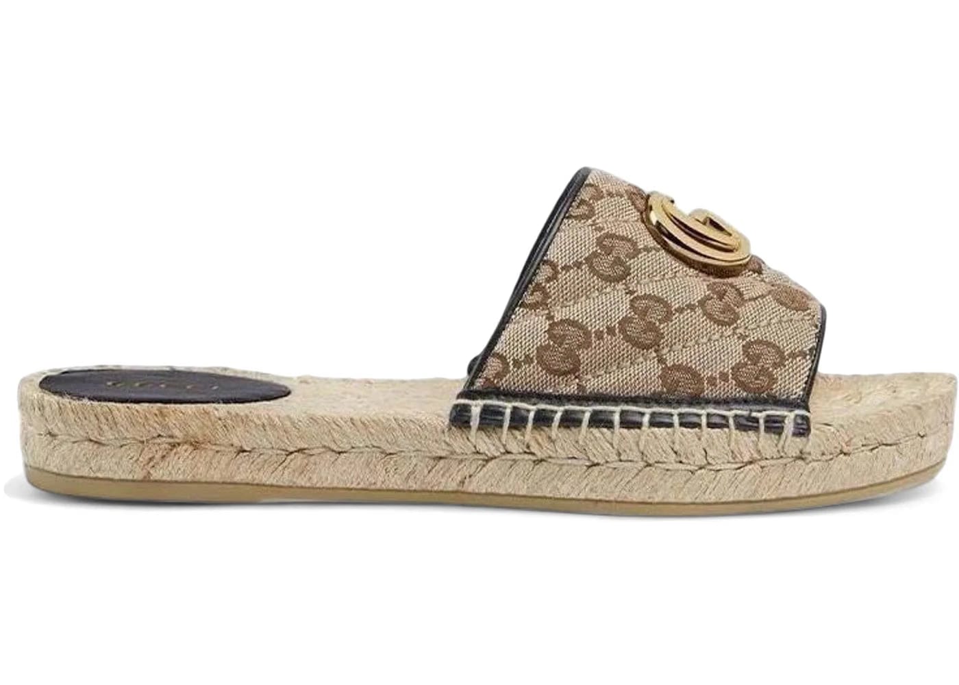 Gucci Gg Matelassé Canvas Espadrilles Sandals Brown Womens