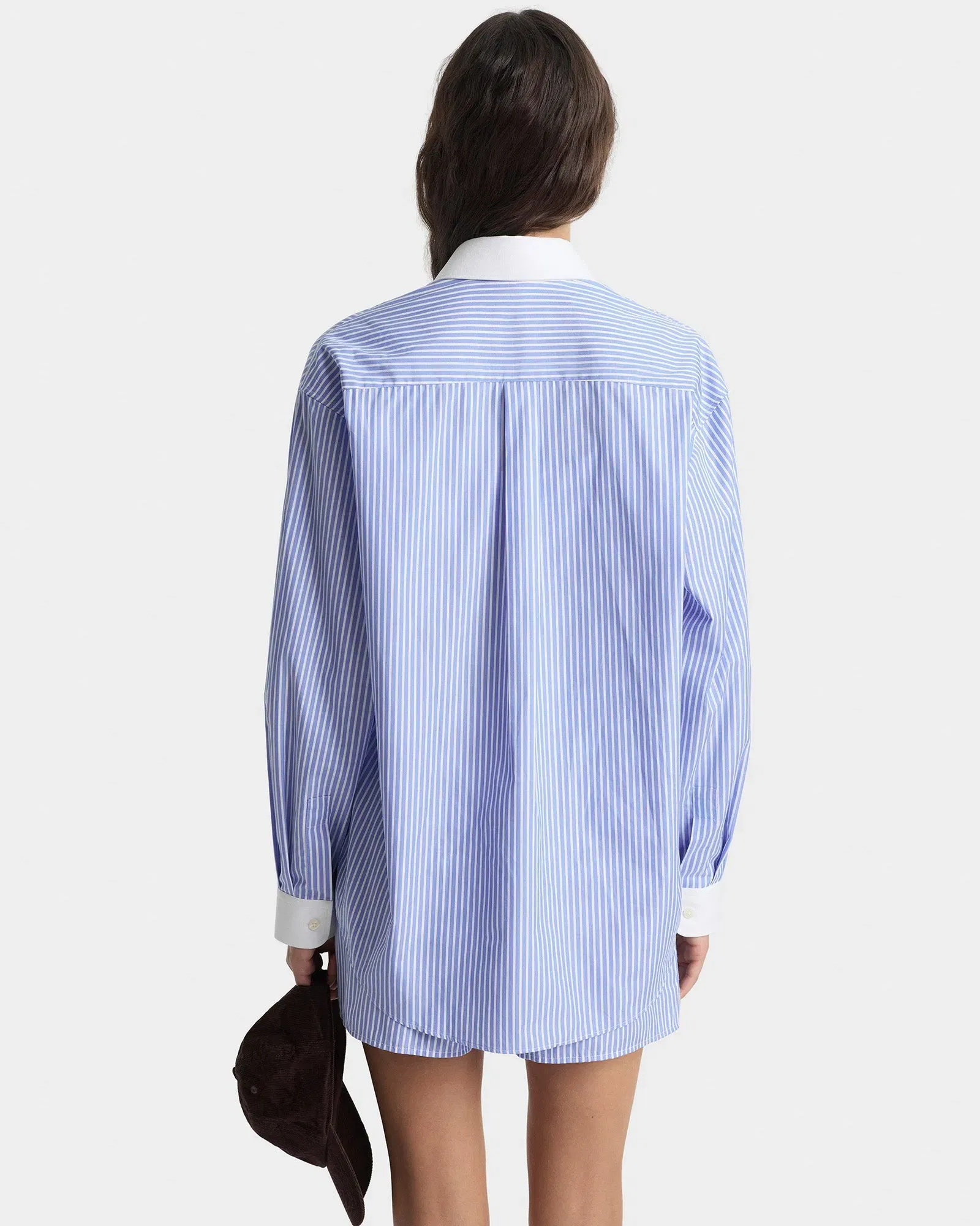 NY Crest Oversized Shirt - Navy Stripe