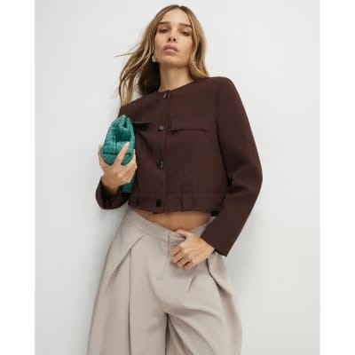 Brown Structured Boxy Trophy Jacket