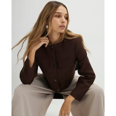 Brown Structured Boxy Trophy Jacket