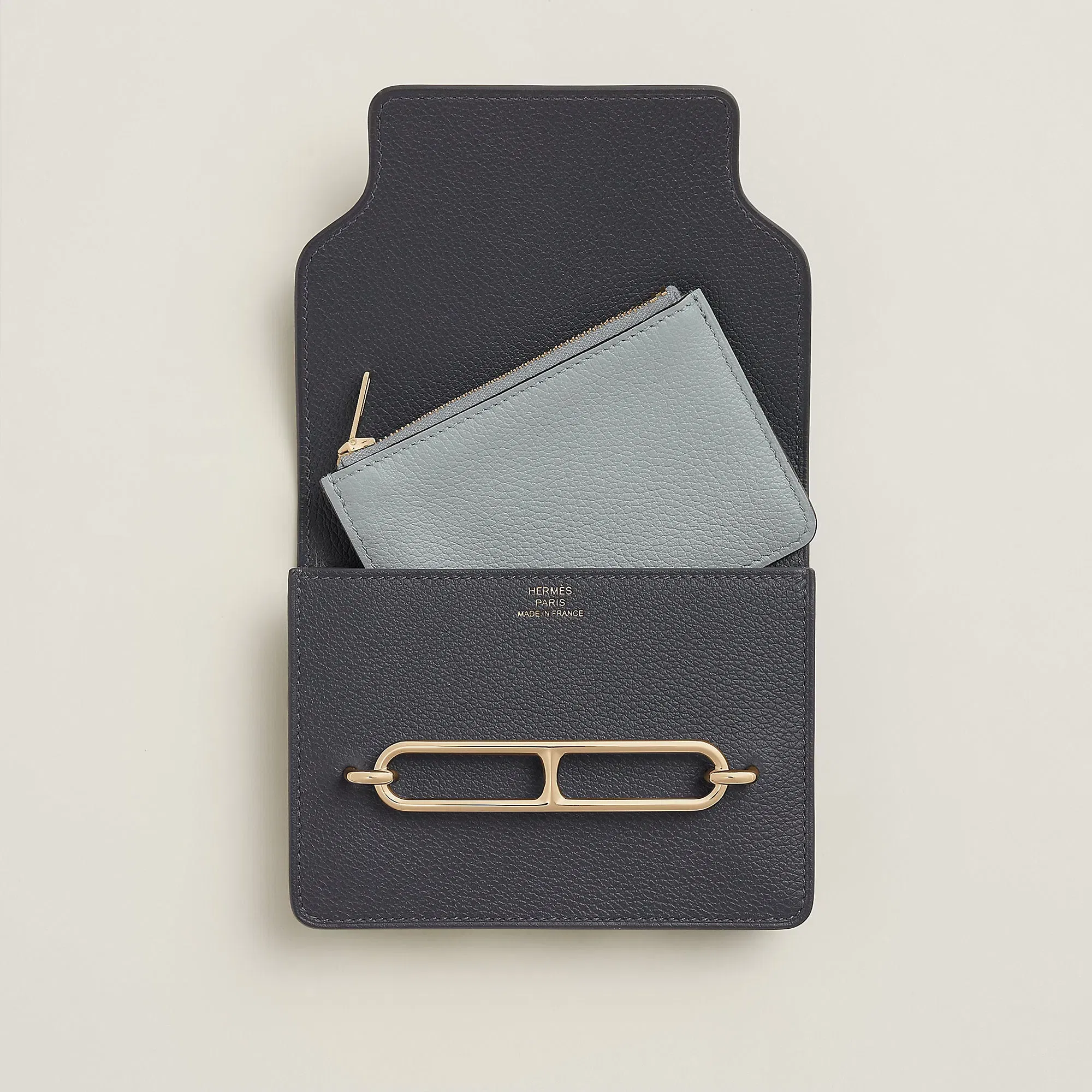 Hermes Roulis Slim Bi Wallet Bleu Glacier