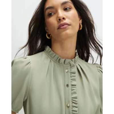 Green Frill Trim Mini Dress