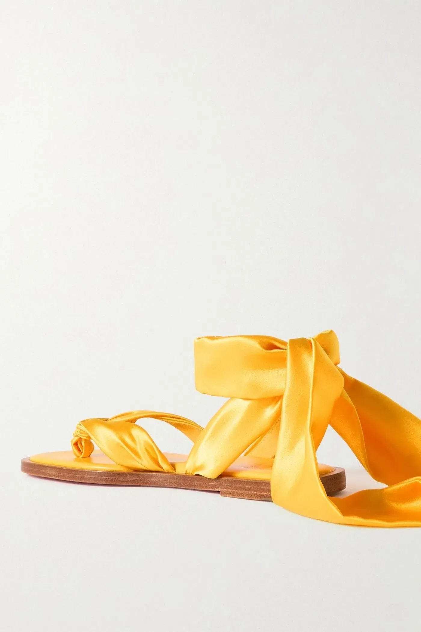 Christian Louboutin Nilo Du Desert Tie-Detailed Satin-Crepe Sandals Saffron Women's