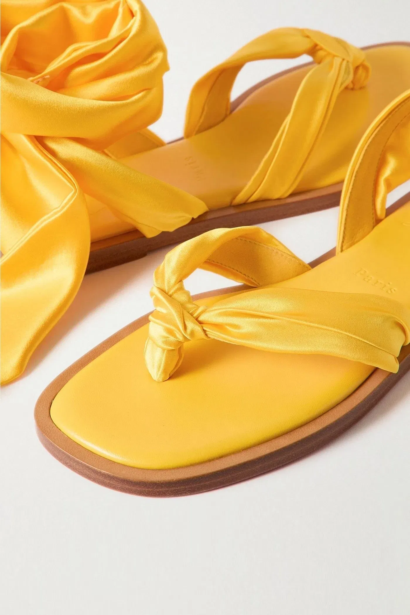 Christian Louboutin Nilo Du Desert Tie-Detailed Satin-Crepe Sandals Saffron Women's