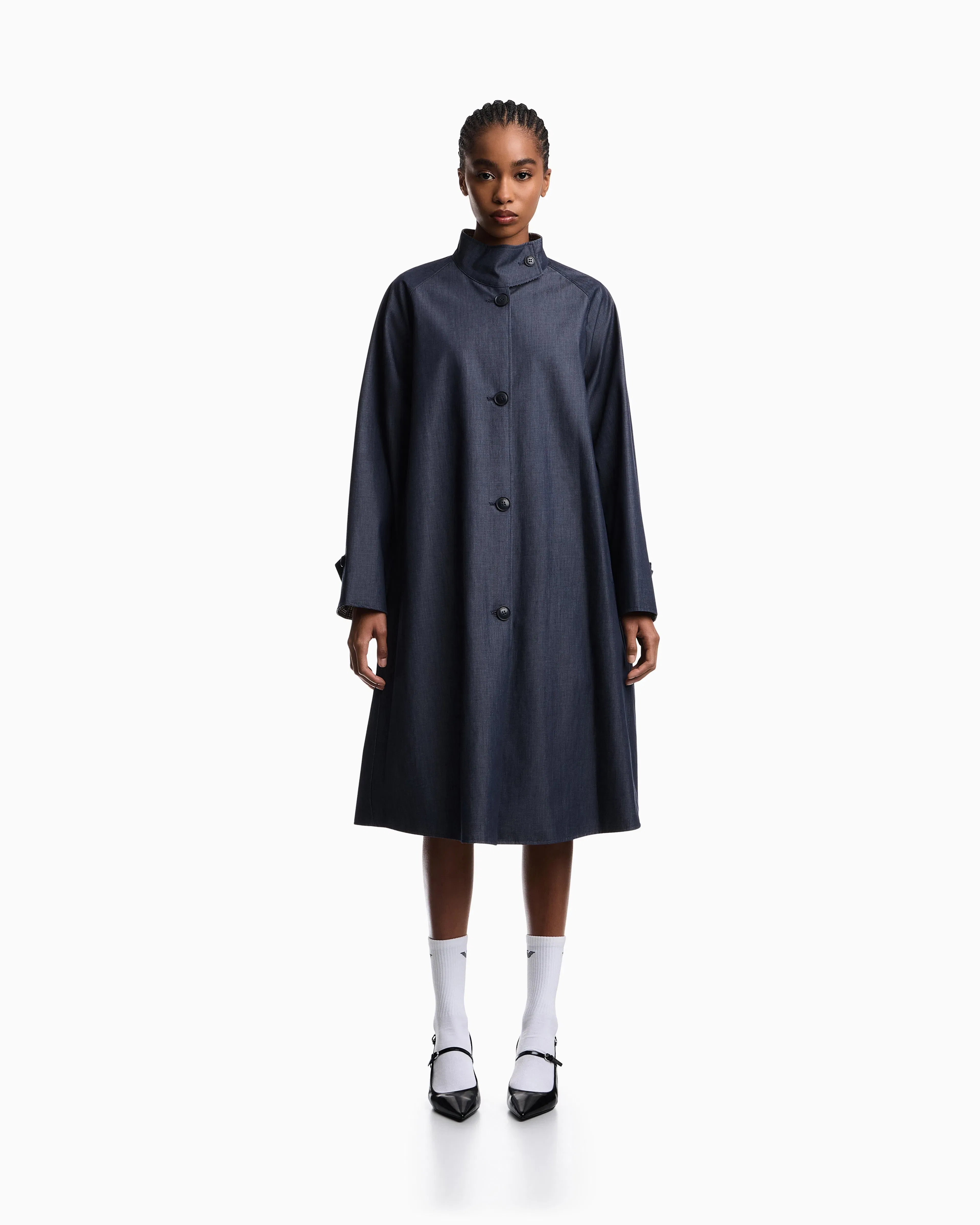 Emporio Armani Eagle Club reversible denim trench coat