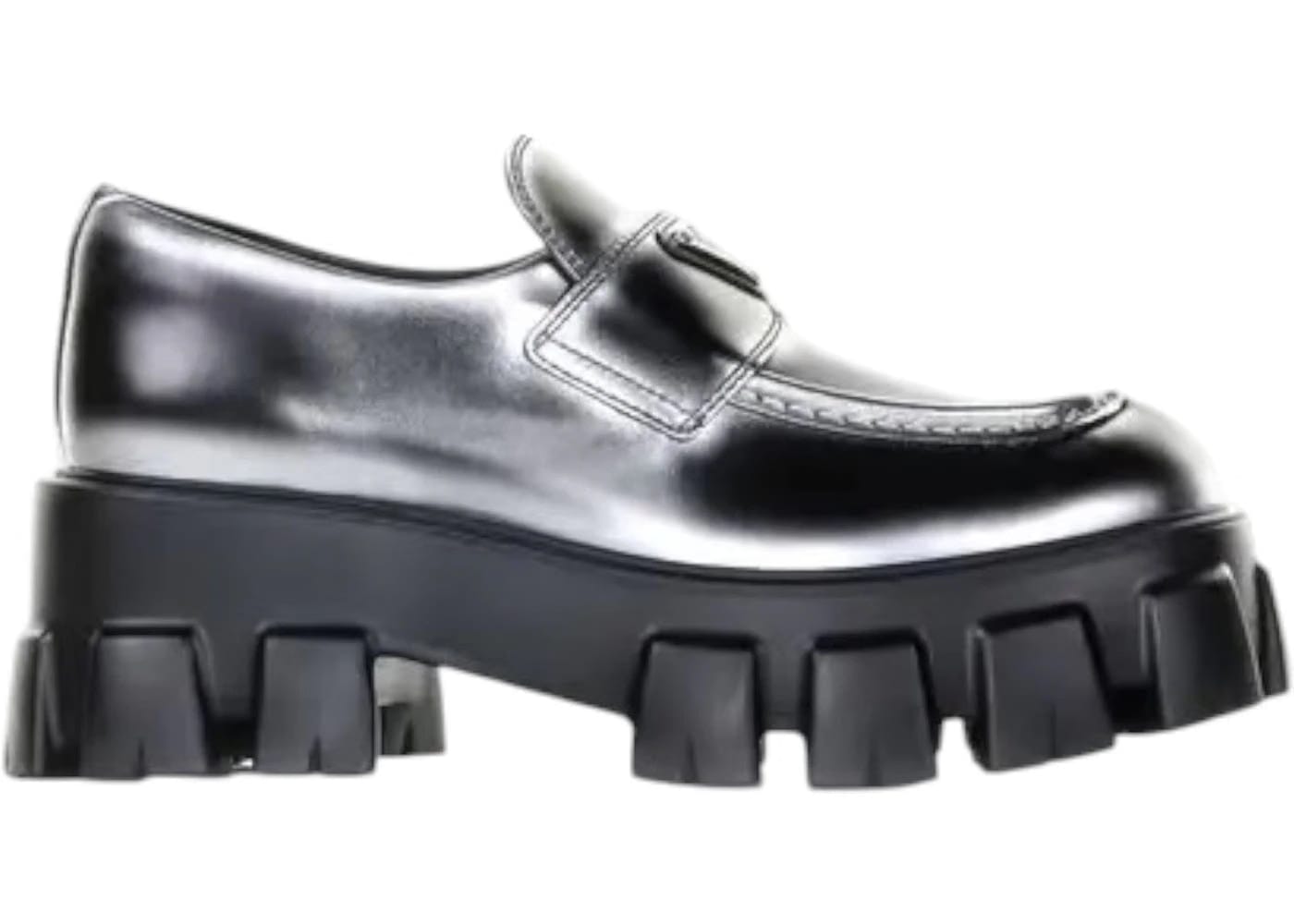 Prada Monolith Loafer Nero Argento Womens