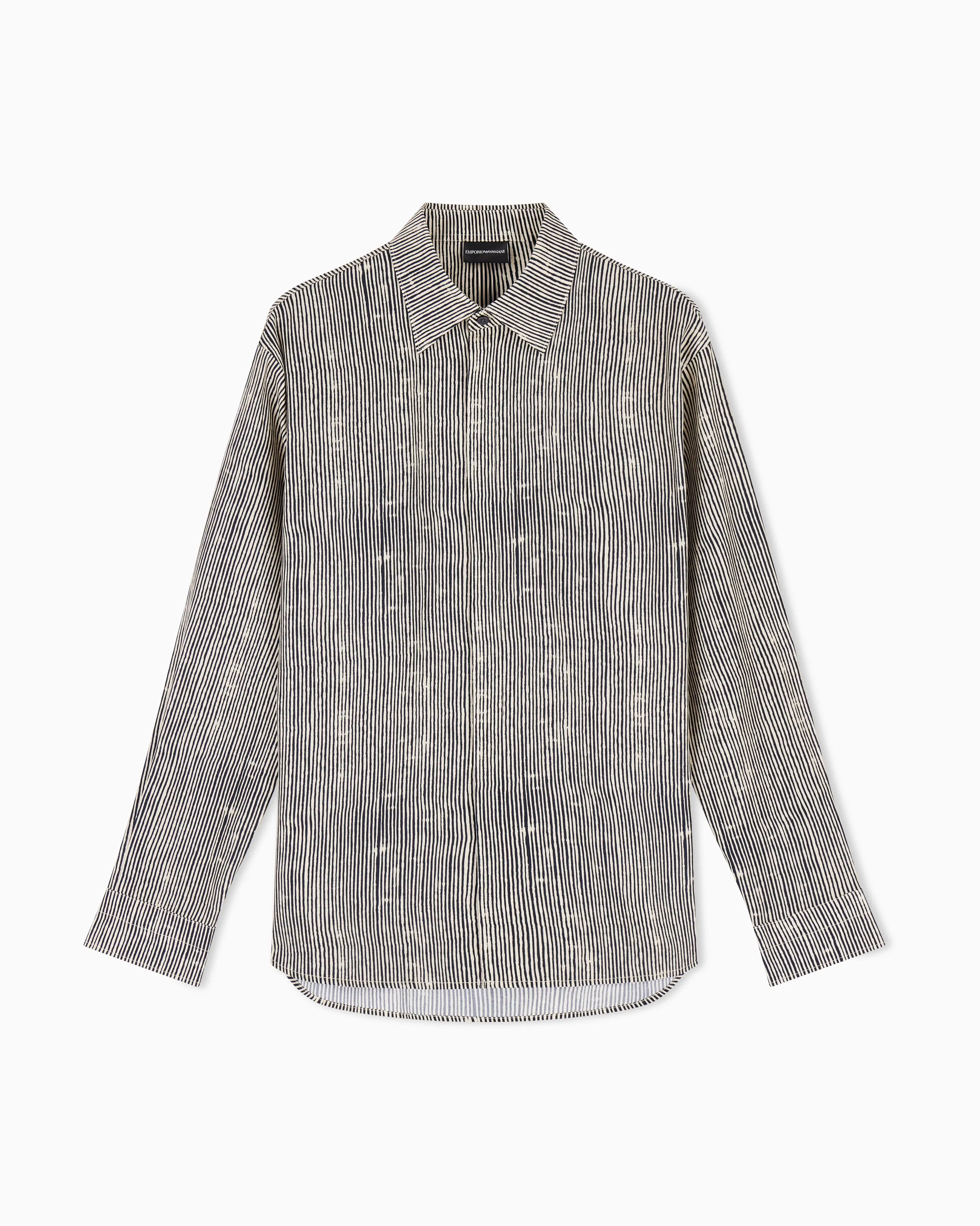 Emporio Armani Comfort-fit all-over print Lyocell-blend shirt