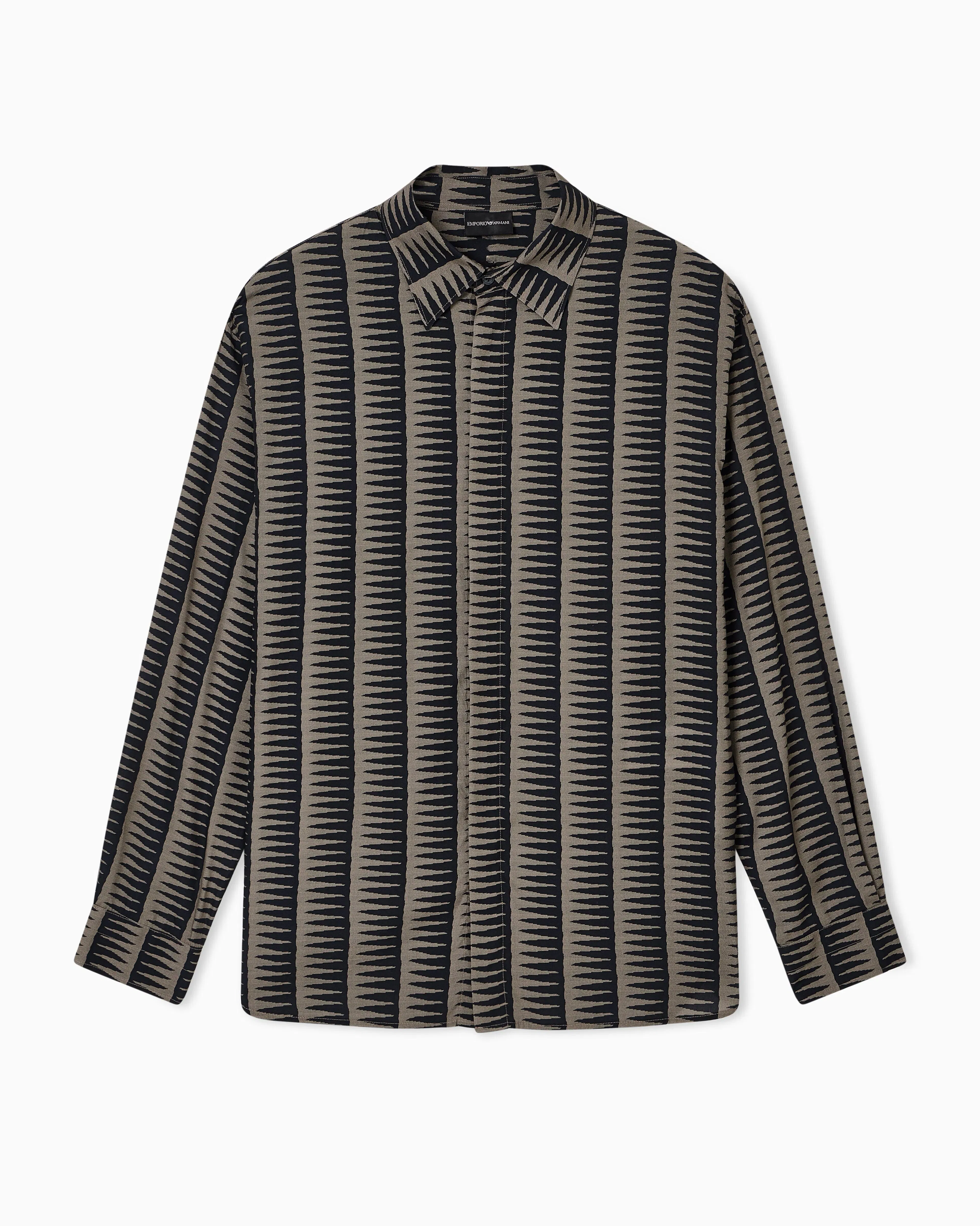 Emporio Armani Comfort-fit all-over print Lyocell-blend shirt