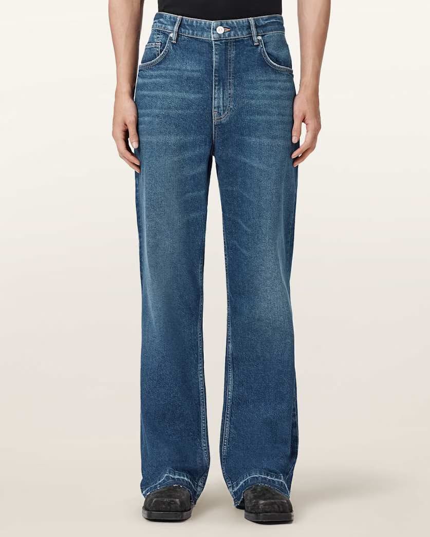 AllSaints Flint Bootcut Denim Jeans Mid Indigo