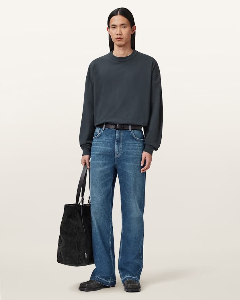 AllSaints Flint Bootcut Denim Jeans Mid Indigo
