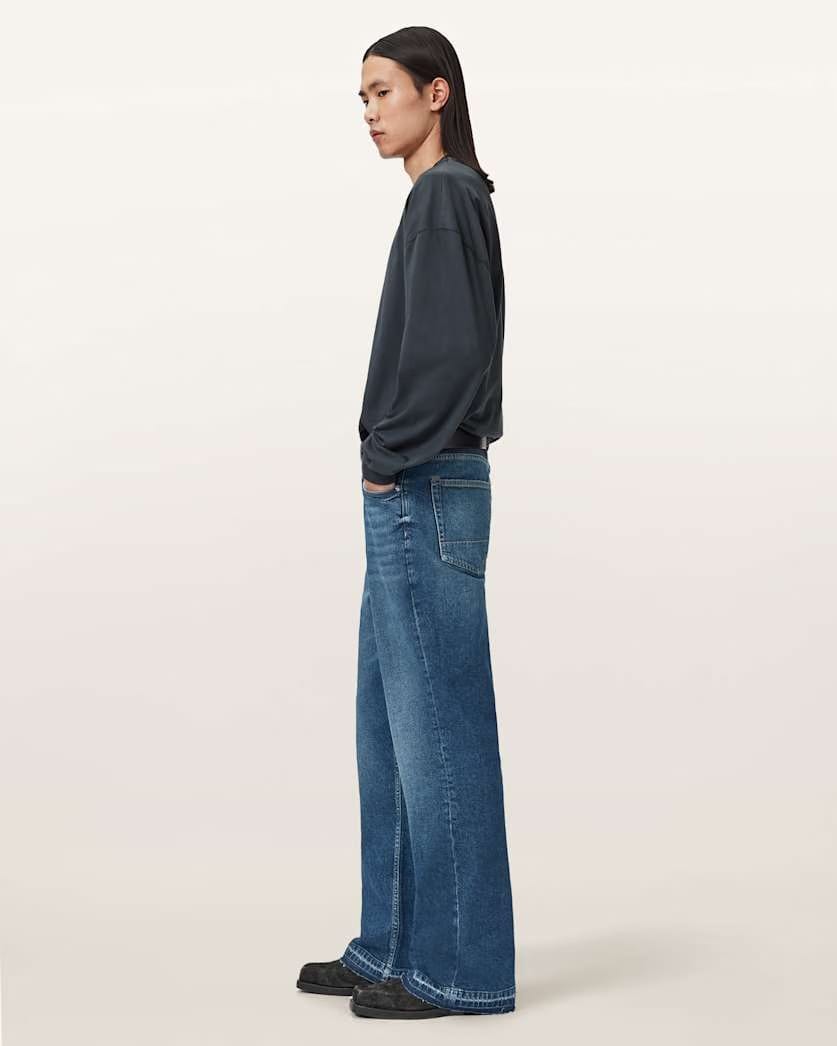 AllSaints Flint Bootcut Denim Jeans Mid Indigo
