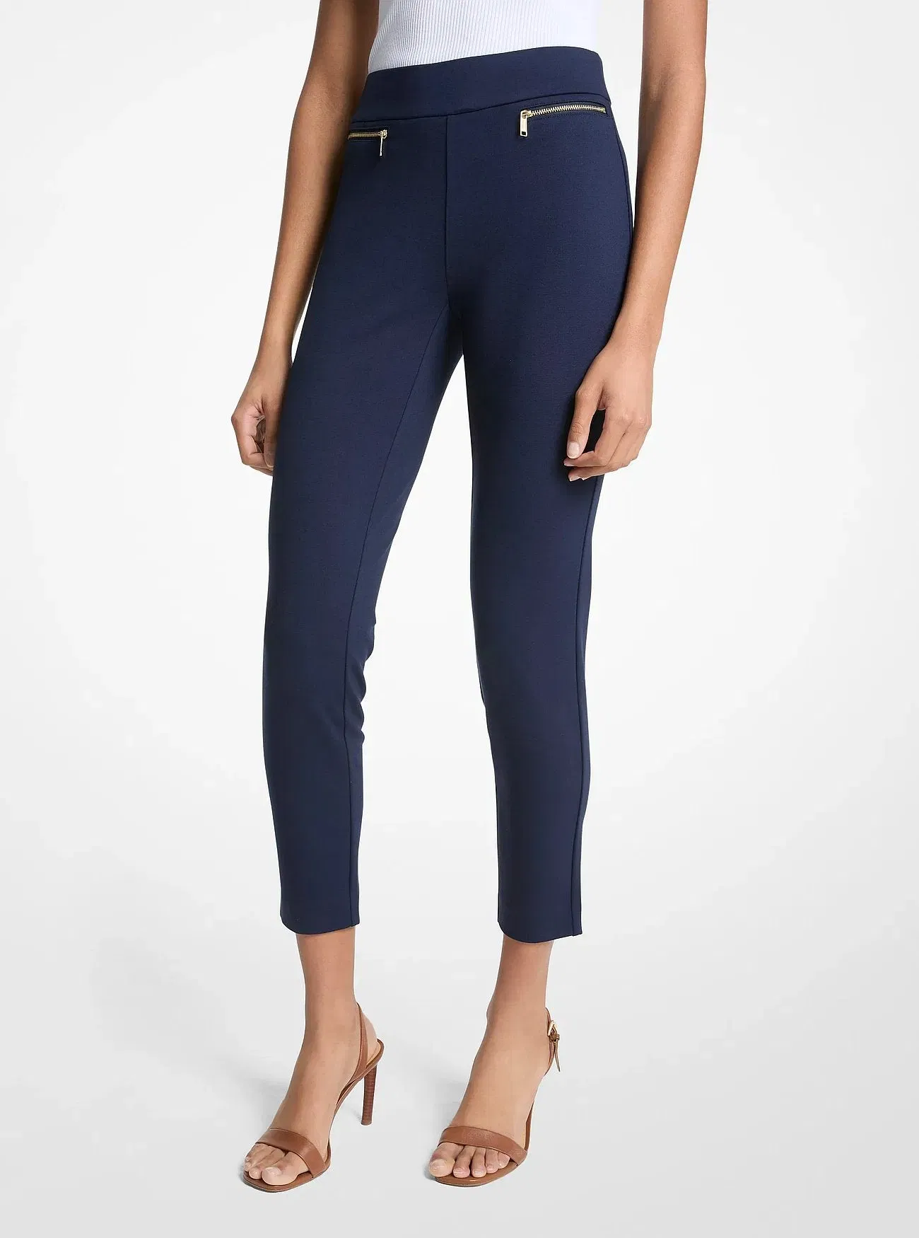 Michael Kors Viscose Blend Zip Pants MIDNIGHTBLUE