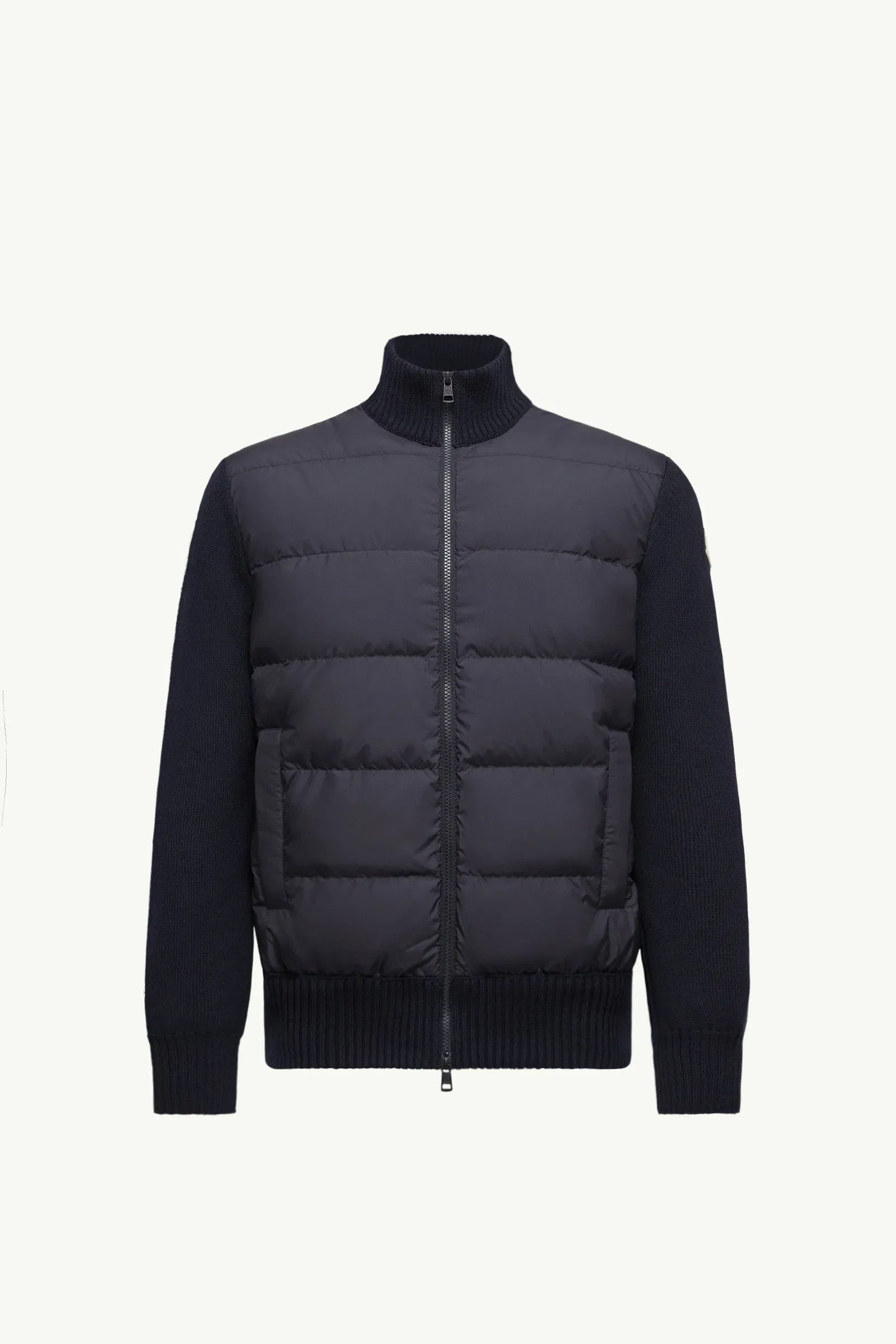 Moncler Padded Wool Zip-Up Cardigan Navy Blue Navy Blue