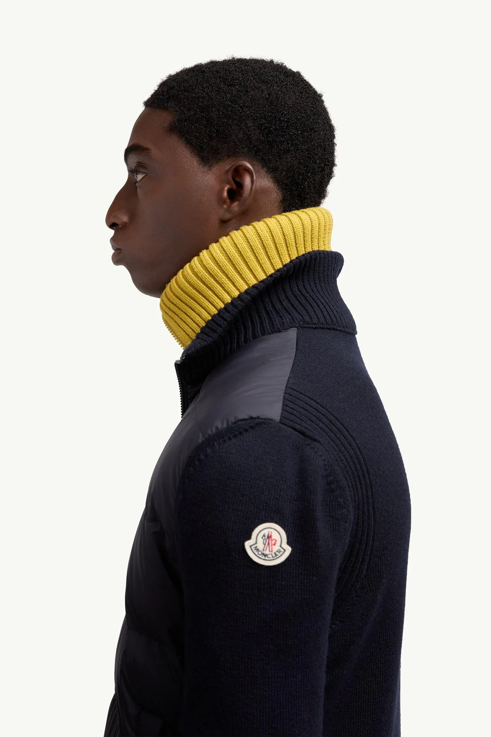 Moncler Padded Wool Zip-Up Cardigan Navy Blue Navy Blue