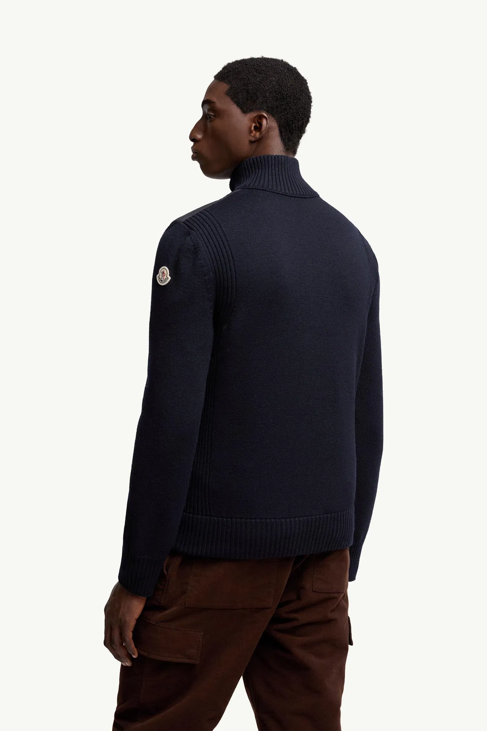 Moncler Padded Wool Zip-Up Cardigan Navy Blue Navy Blue