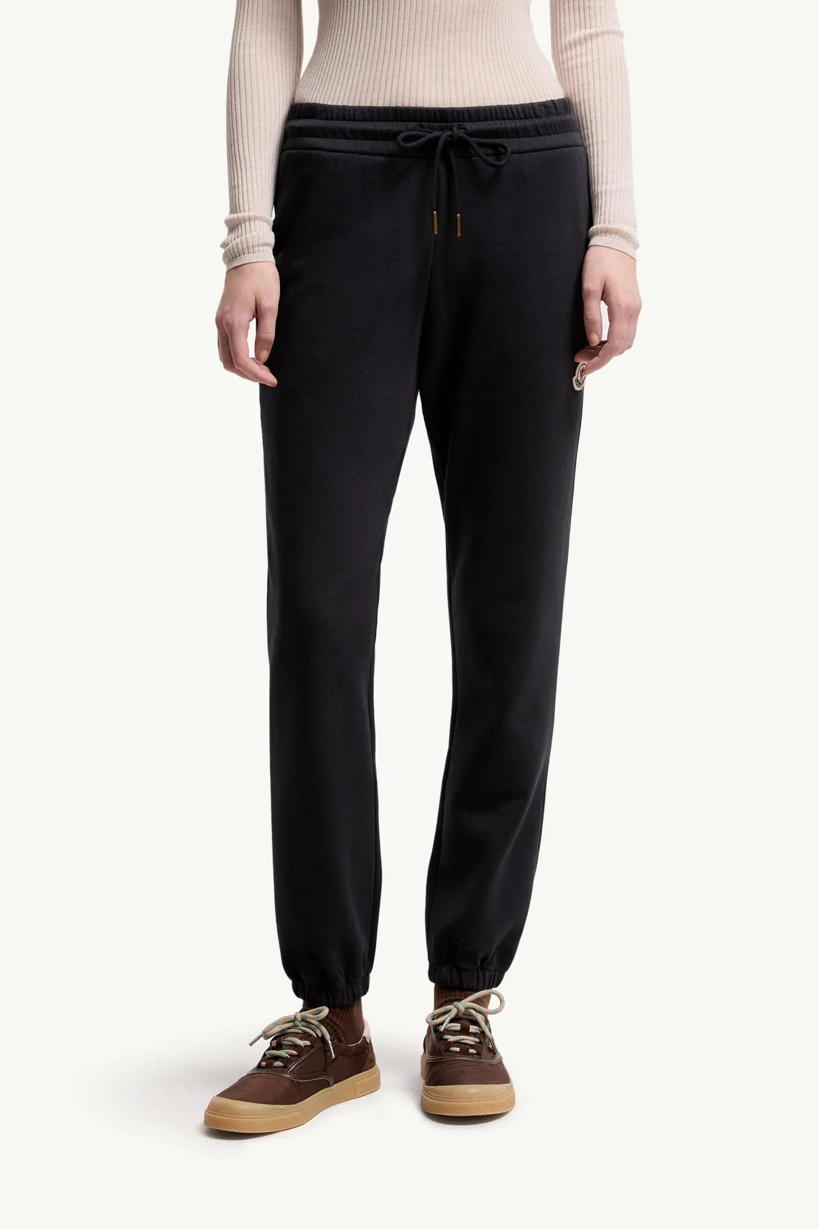 Moncler Logo Cotton Blend Fleece Sweatpants Dark Blue Dark Blue