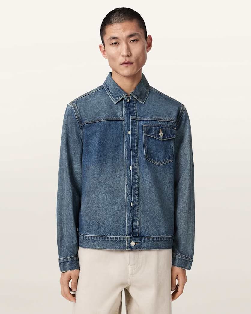 AllSaints Roth Regular Fit Denim Jacket Dark Indigo