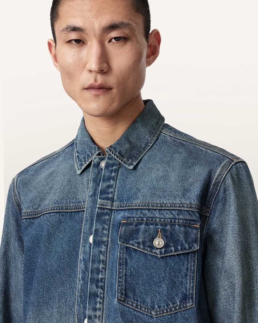 AllSaints Roth Regular Fit Denim Jacket Dark Indigo