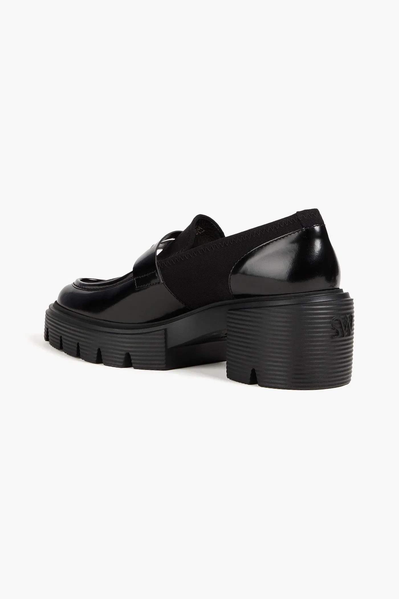Stuart Weitzman Soho Gabardine And Glossed-Leather Loafers Black Women's