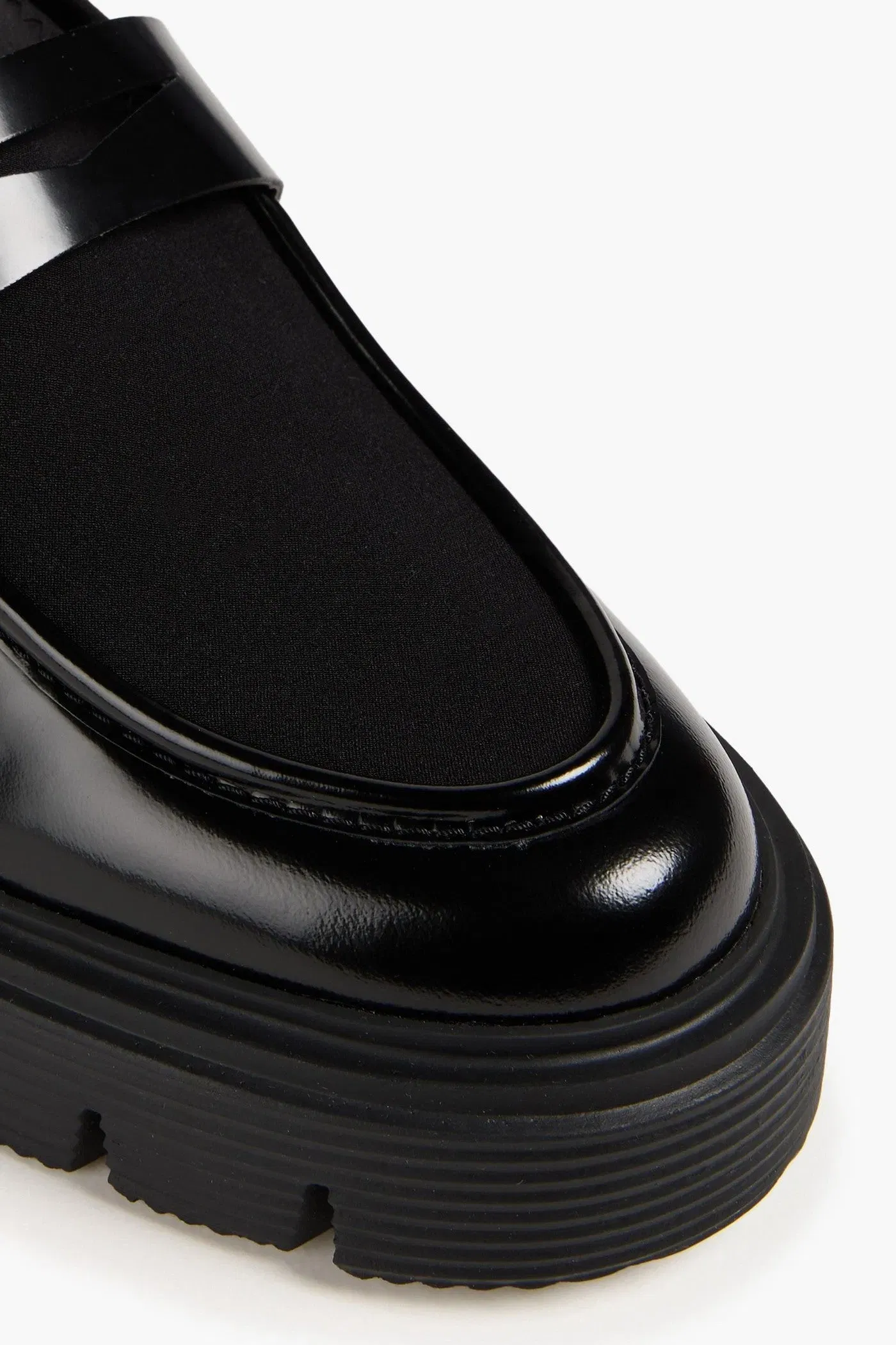 Stuart Weitzman Soho Gabardine And Glossed-Leather Loafers Black Women's
