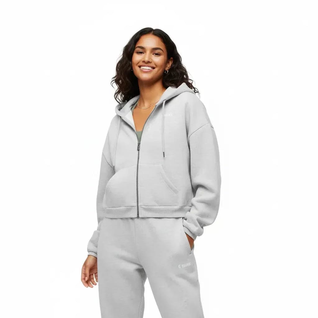 Gymshark Cosy Luxe Zip Through Hoodie - Soft Grey Marl