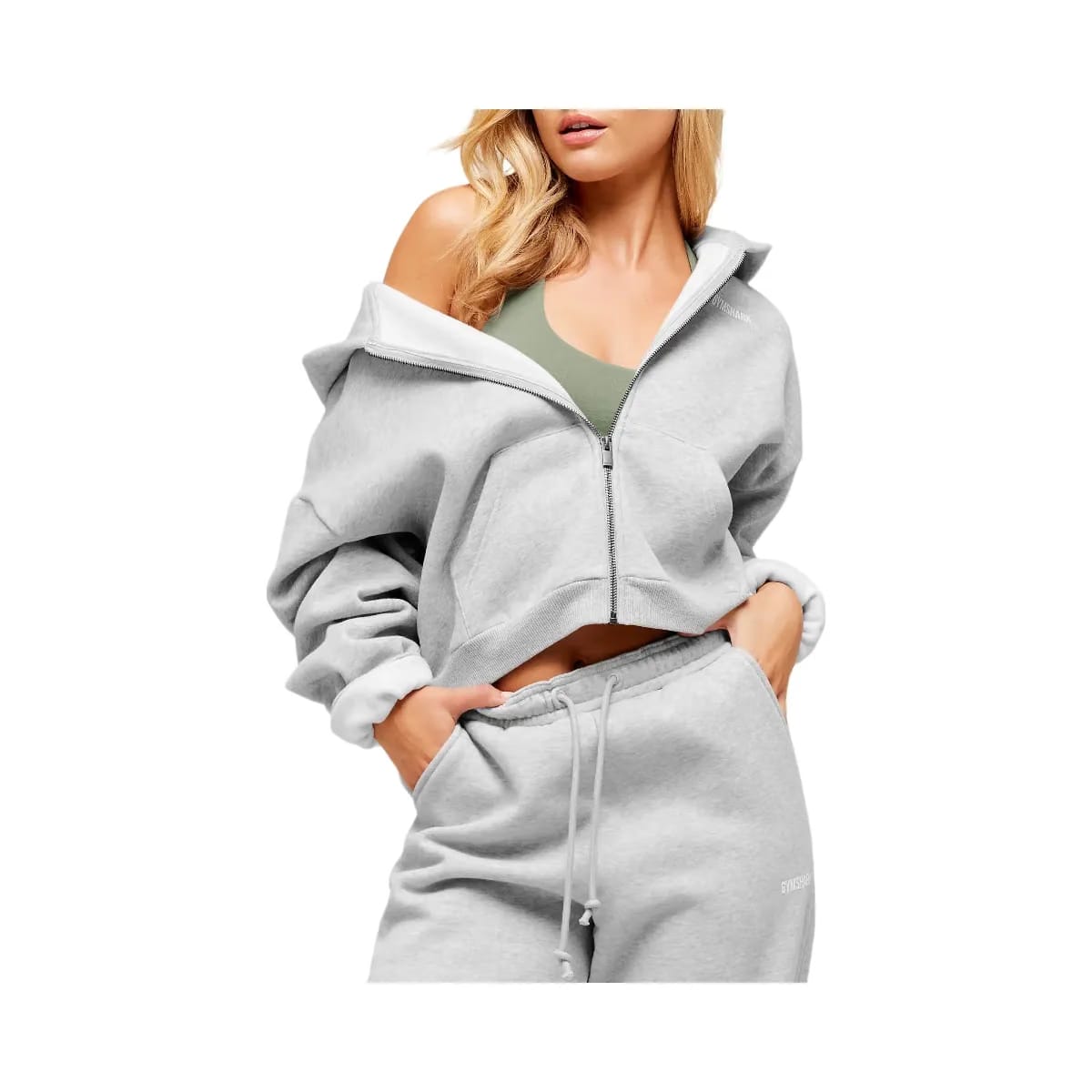 Gymshark Cosy Luxe Zip Through Hoodie - Soft Grey Marl