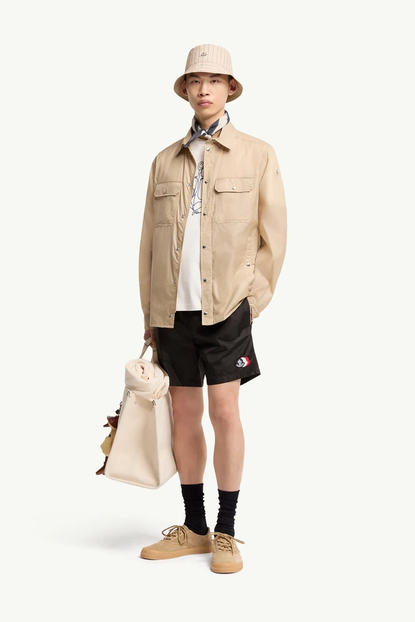 Moncler Logo Patch Swim Shorts Black Black