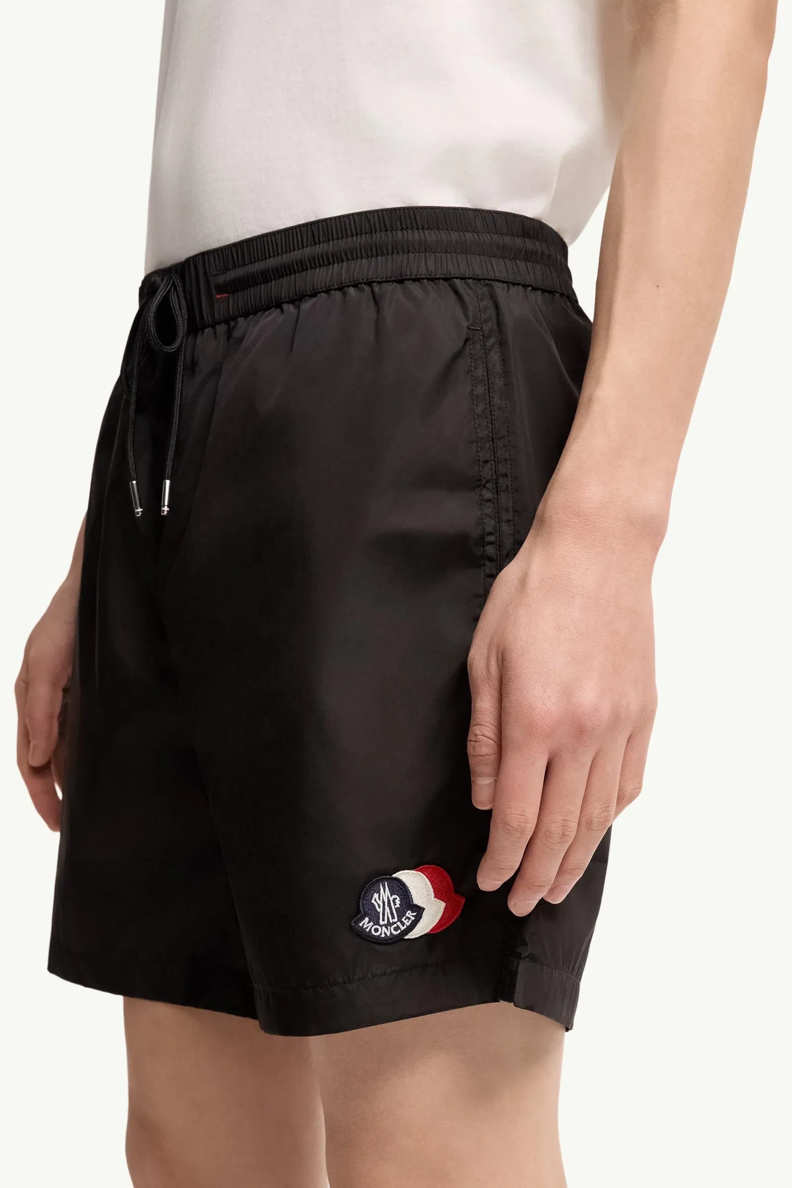Moncler Logo Patch Swim Shorts Black Black