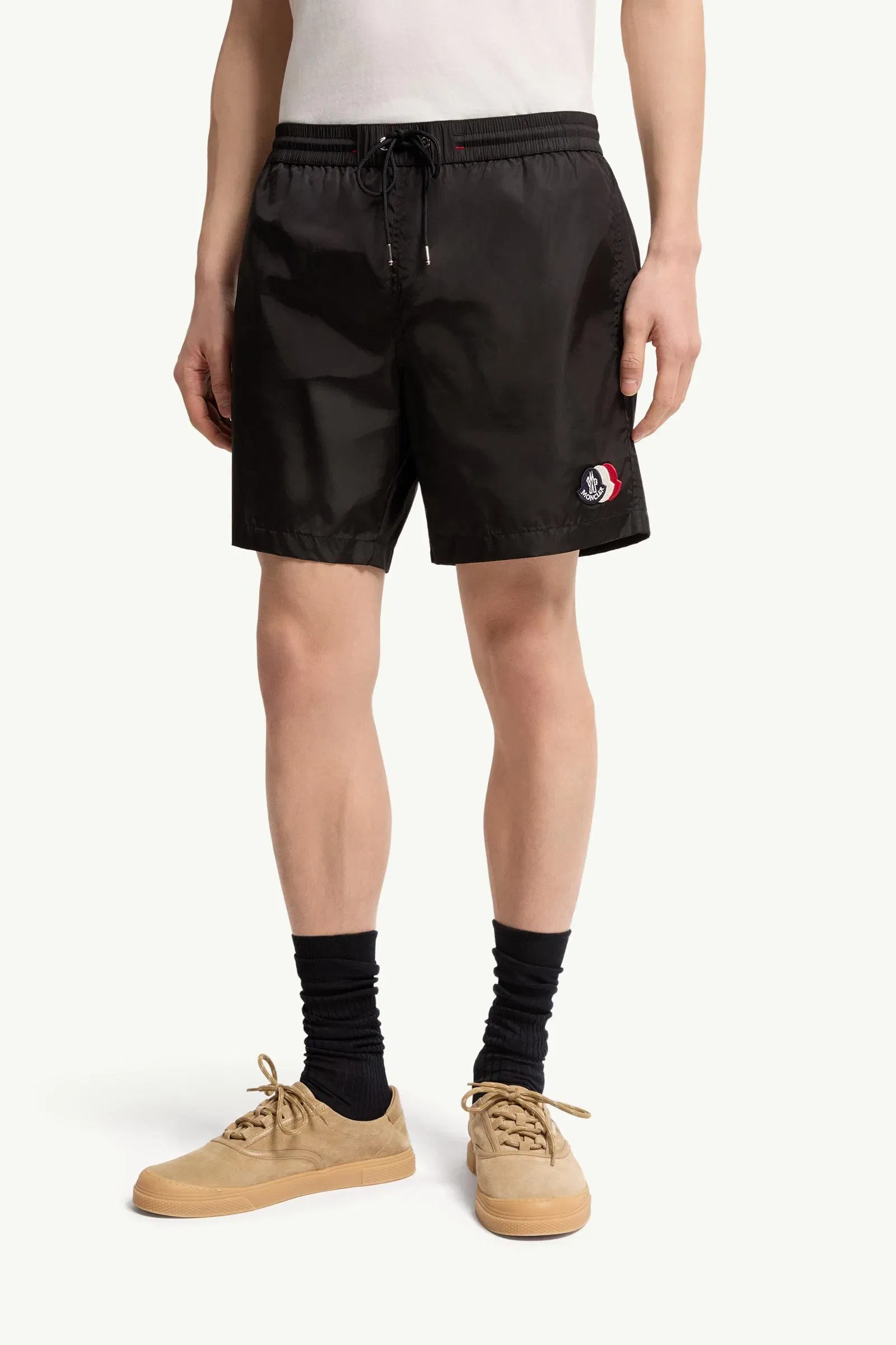 Moncler Logo Patch Swim Shorts Black Black