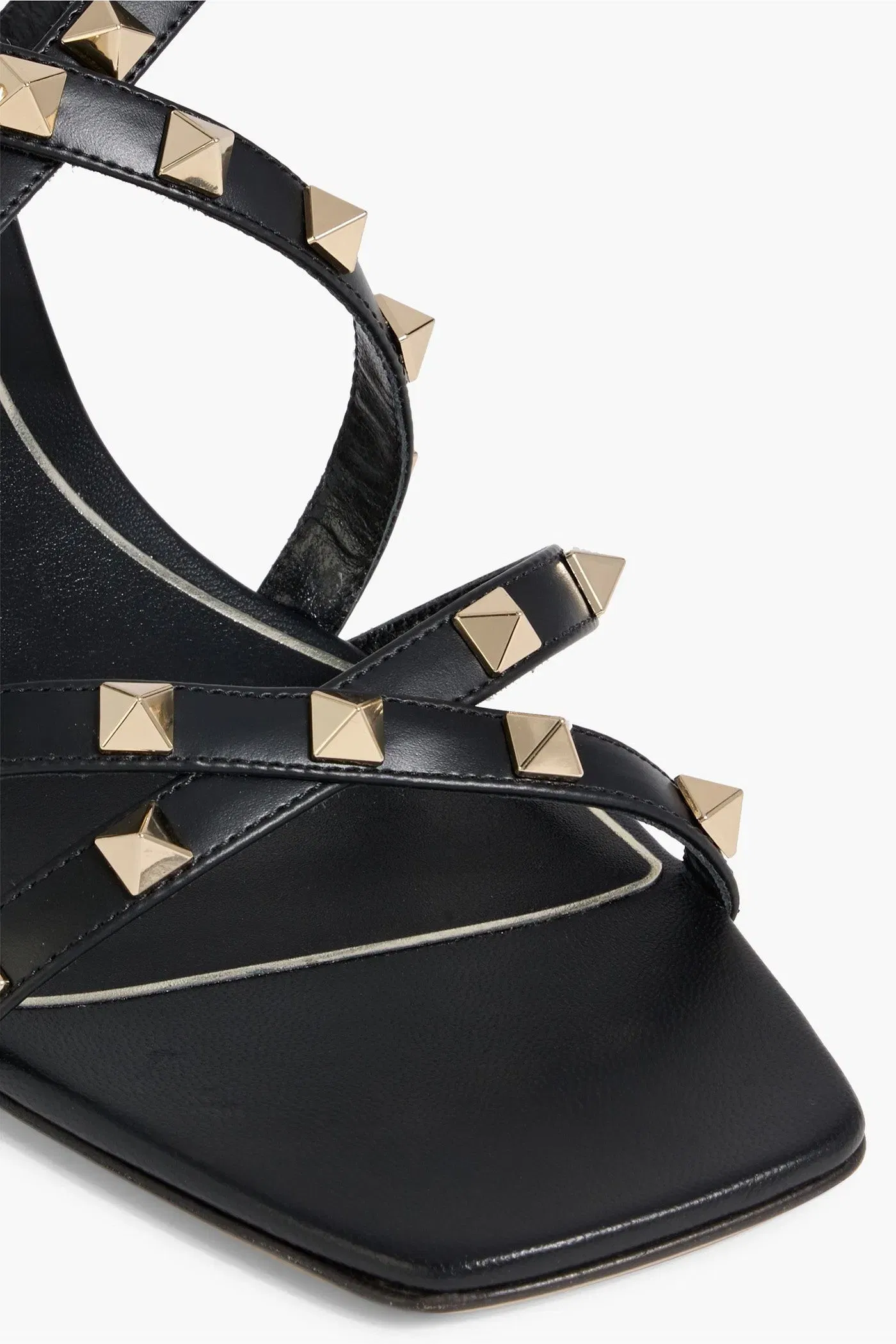 Valentino Garavani Rockstud Leather Slingback Sandals Black Women's