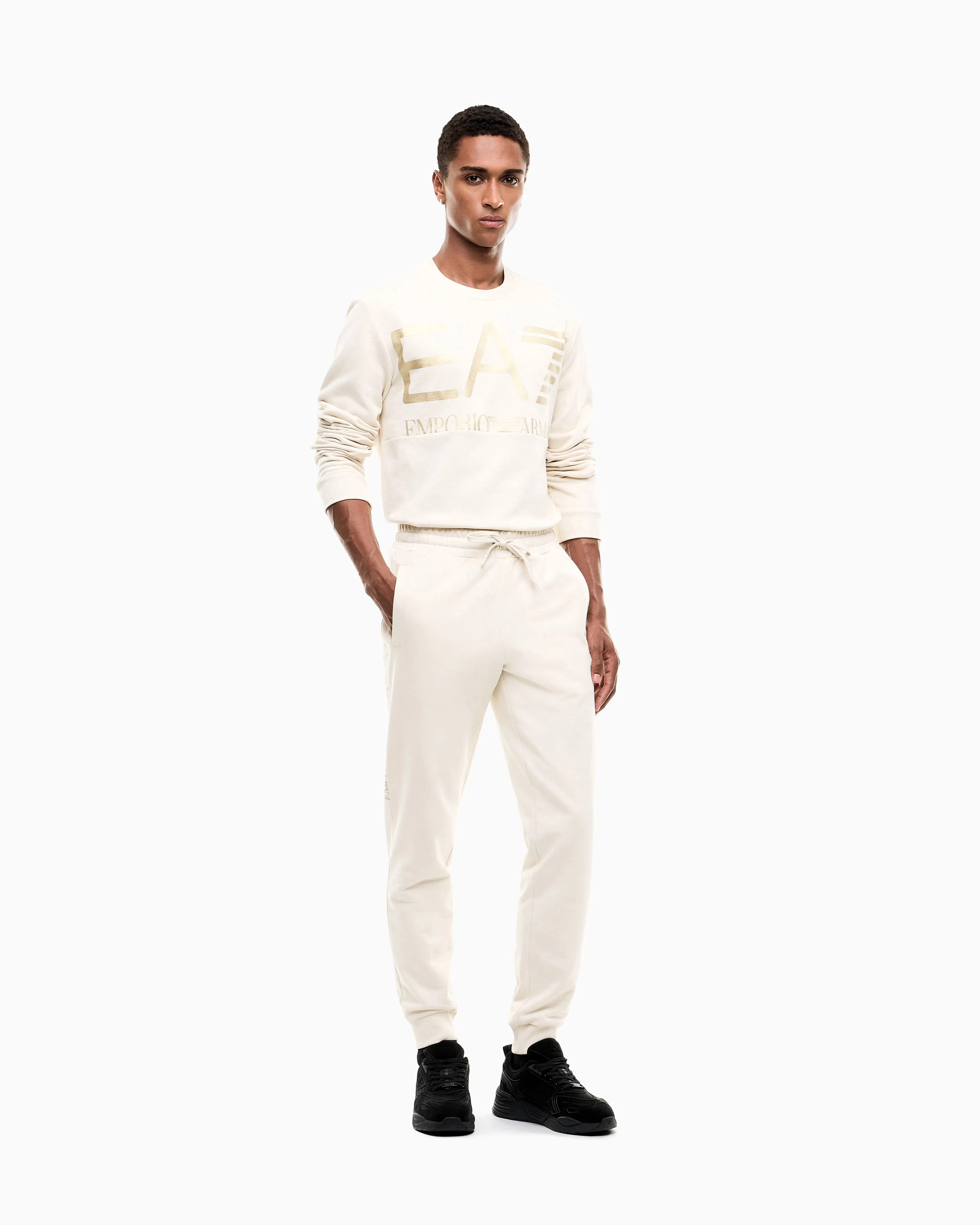 EA7 Slim-fit trousers Logo Series in cotton jersey with logo