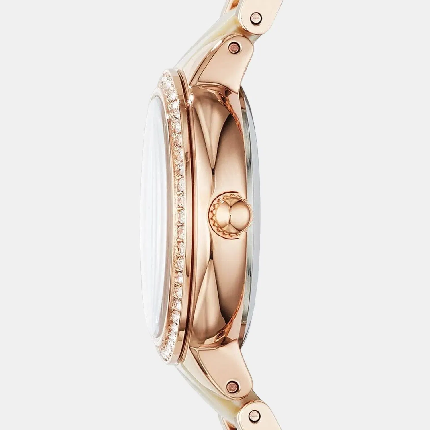 Fossil Virginia Three-Hand Shimmer Horn Dial Rose Gold-Tone Stainless Steel Watch