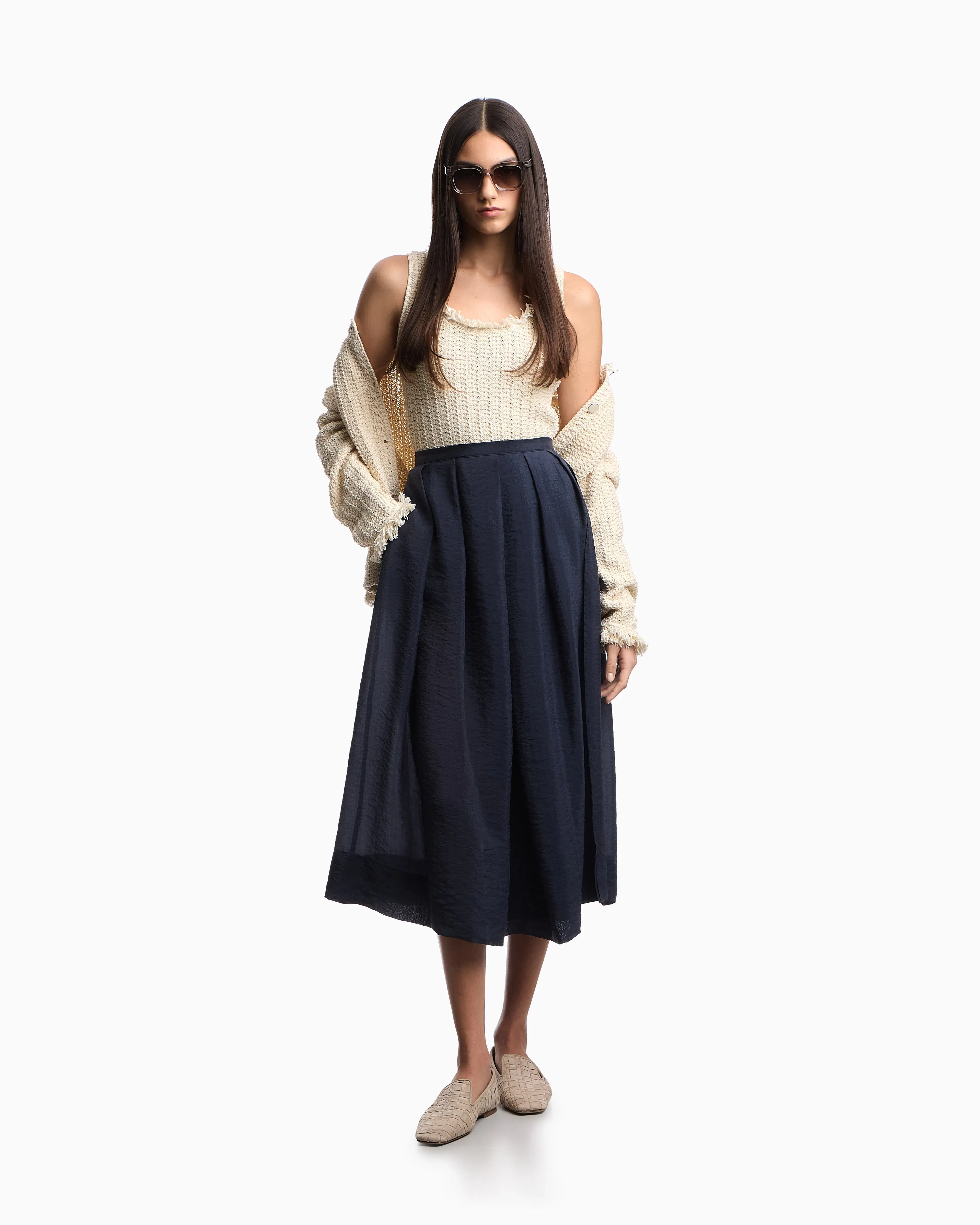 Emporio Armani Technical crepon skirt