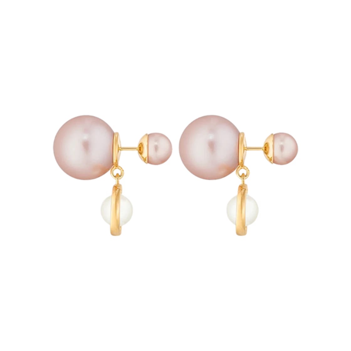 Dior Trival Earrings Gold finish metal Pale pink White resin pearl