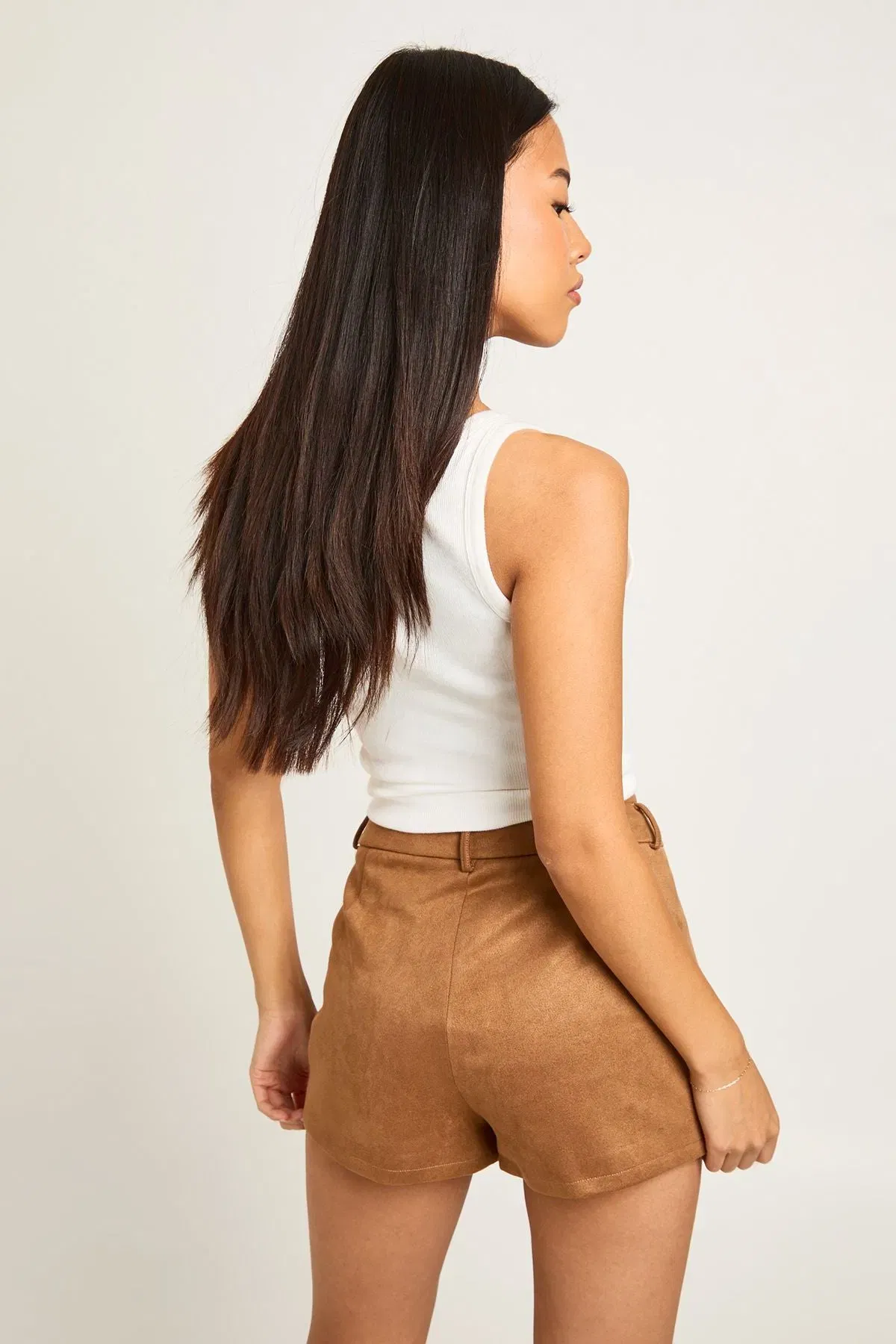 Petite Faux Suede Tailored Mini Shorts