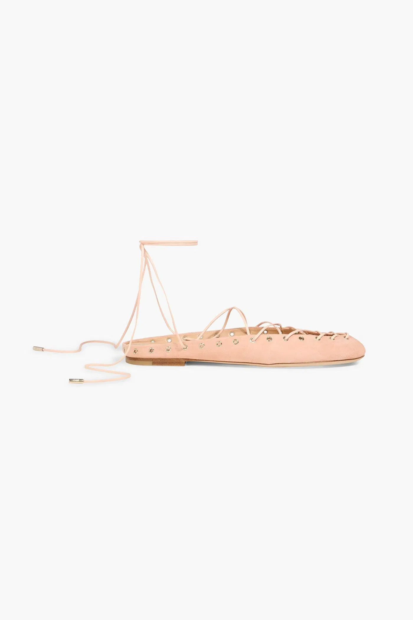 Chlo Ghillies Lace-Up Suede Ballet Flats Blush Women's